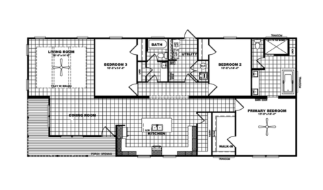 Floor plan of the Schult Waco Denali manufactured home designed for families in Bandera, Medina, and the Texas Hill Country.