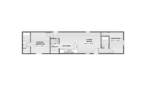 Floor plan of the TRU Origin Dogwood manufactured home for Hill Country manufactured homes and San Antonio buyers.