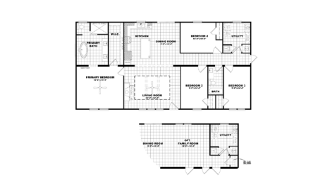 Floor plan of the Schult Waco Sierra manufactured home available for Bandera, Medina, and San Antonio manufactured home buyers.