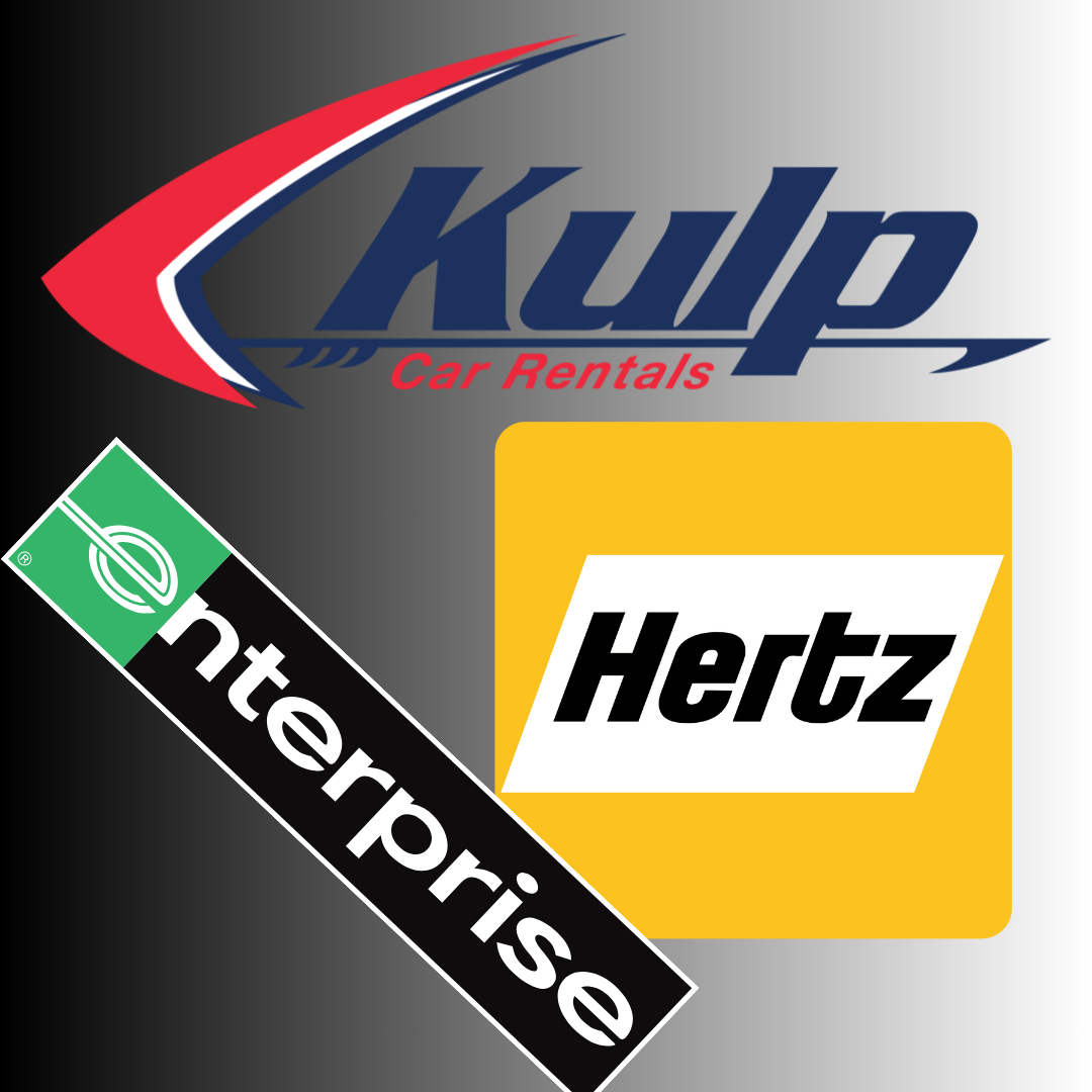 Different rental car company logos to show you have options.