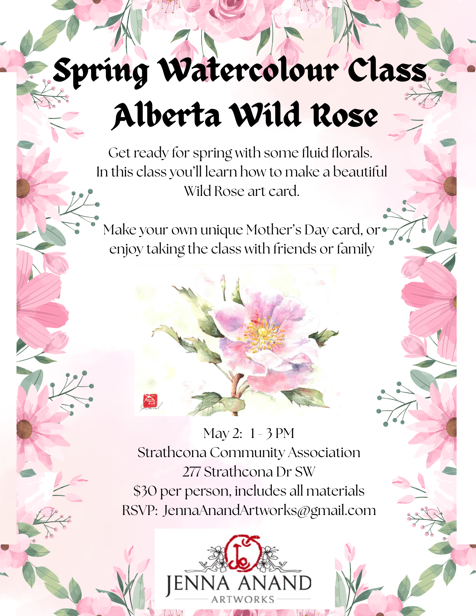Spring Watercolour Class: Alberta Wild Rose
