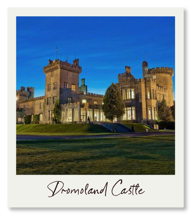 Dromoland Castle Dromoland Castle's magnificent stone facade stands proudly amid 500 acres of manicured parkland, its towers and battlements rising above the ancient trees that have witnessed centuries of O'Brien family history.