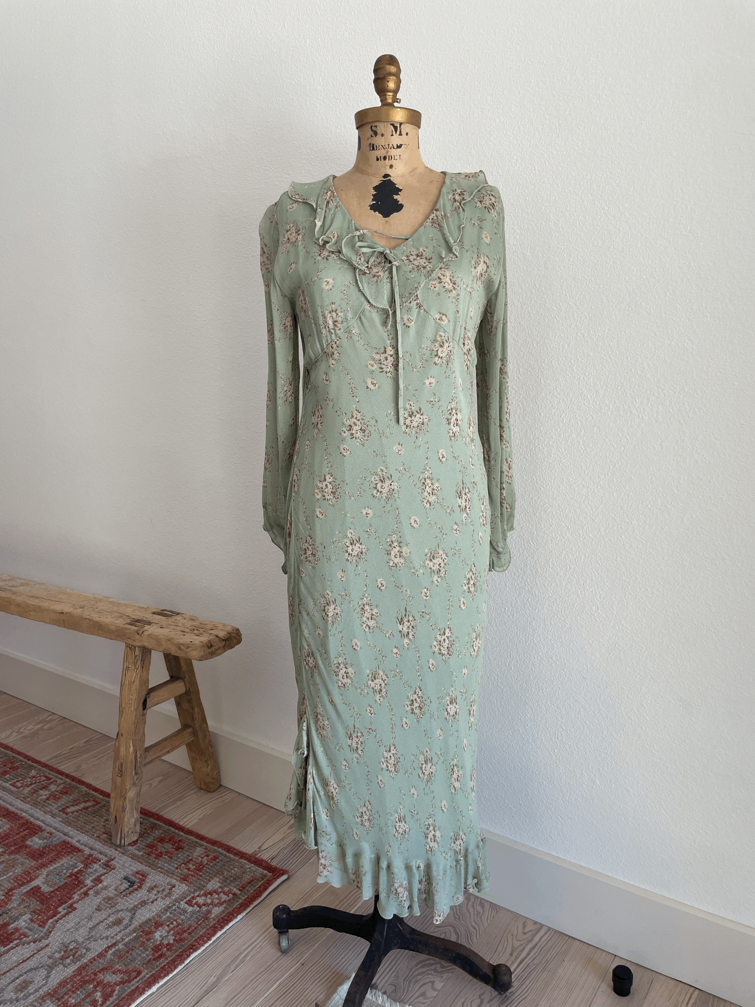 1990s Apríe Cornell Floral Midi Dress