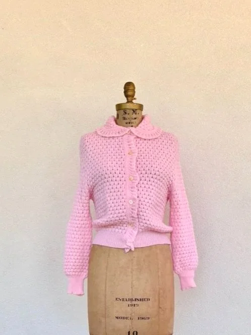 Rosée Wool Eyelet Cardigan | 1970s