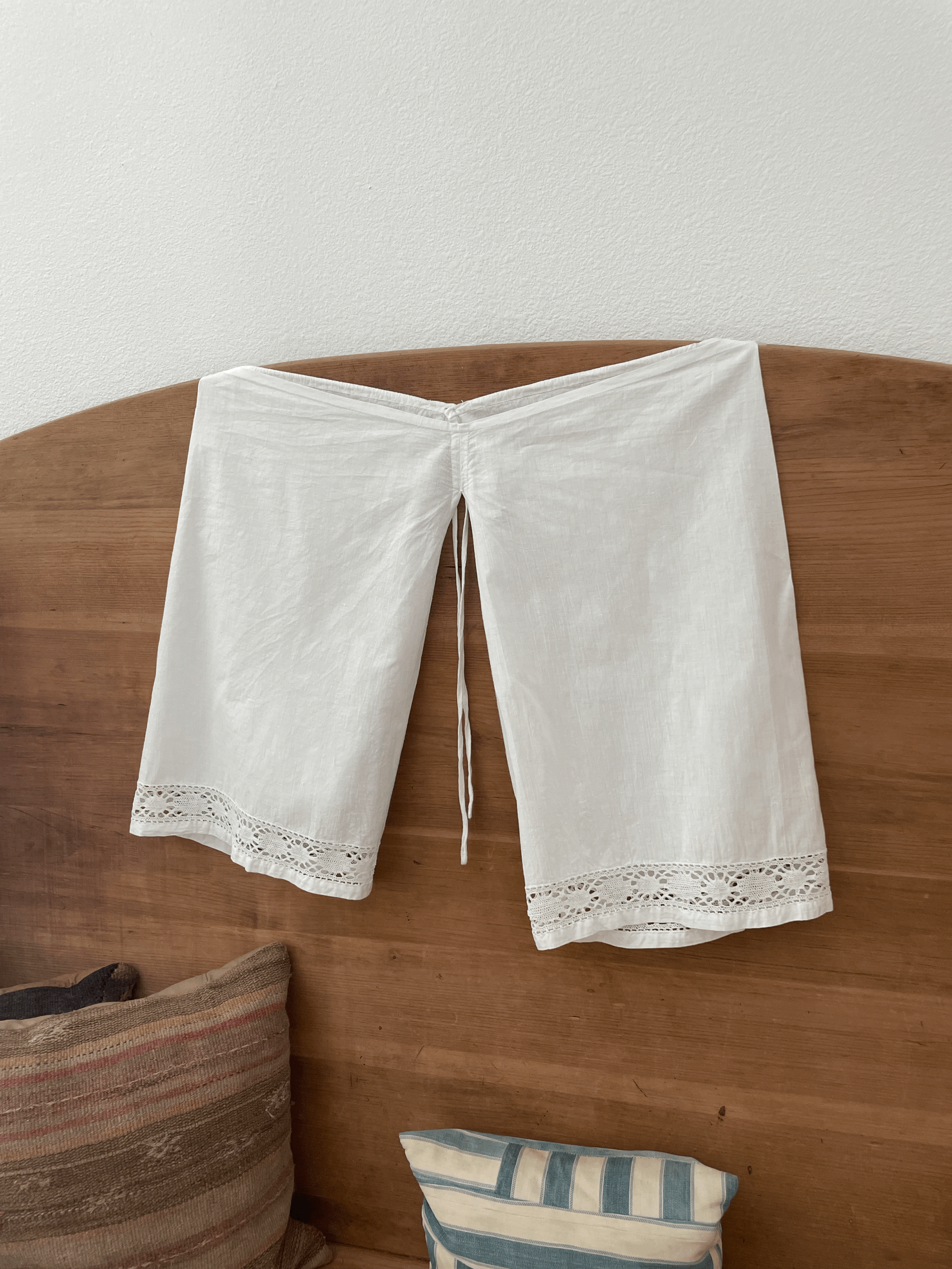 Antique French Cotton Lawn Split Leg Bloomers with Crochet Lace Hem | c. 1915-1925 | No.05