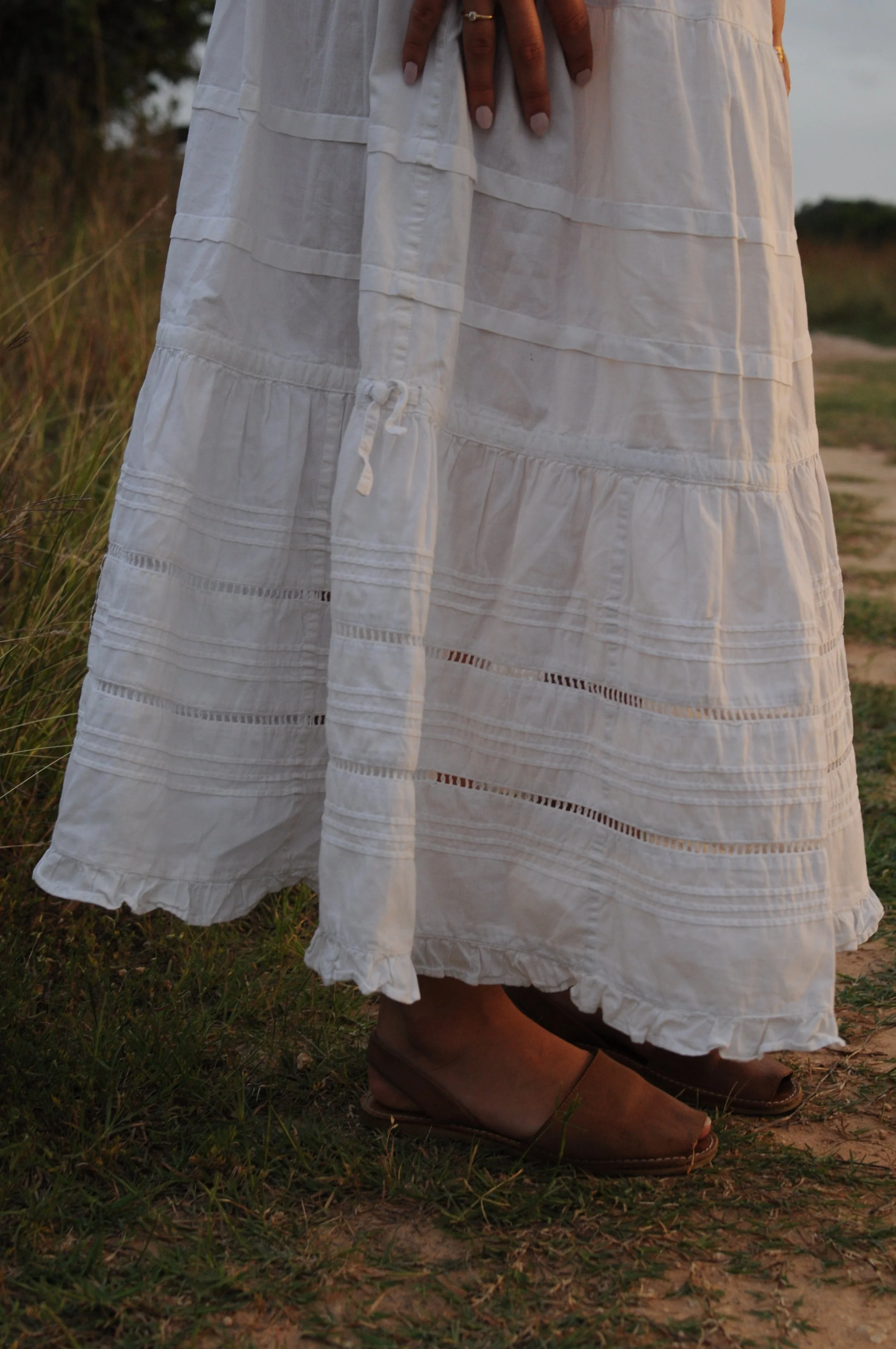 Vintage White Cotton Petticoat | French Lace and Pintuck Skirt