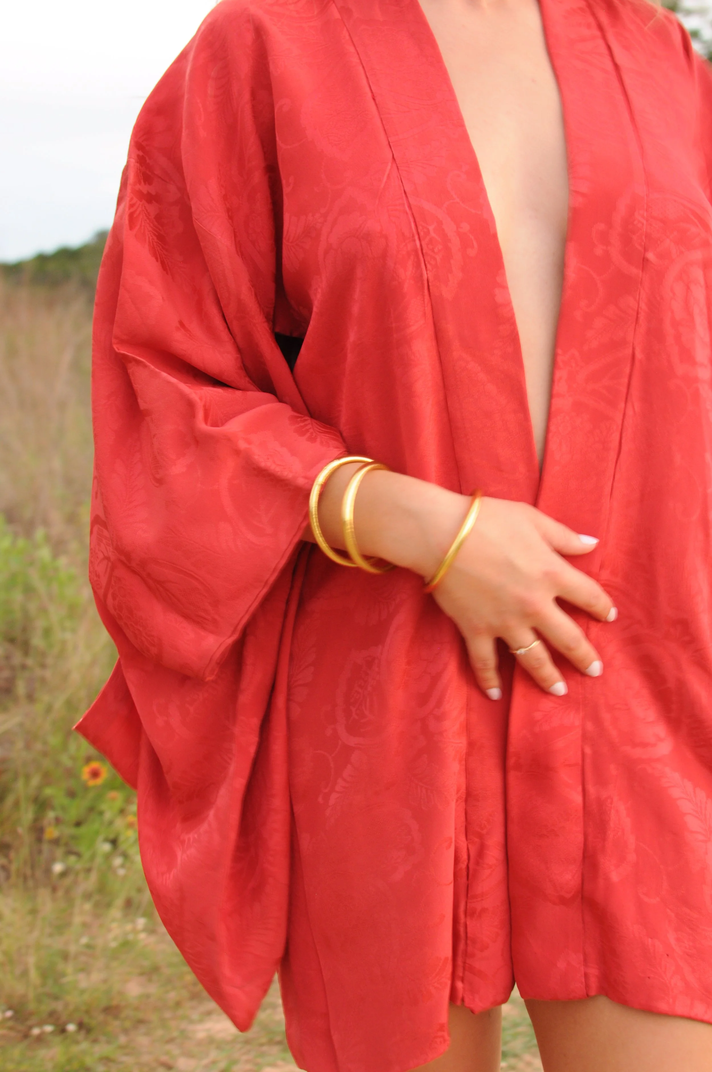 Vintage Japanese Crimson Silk Haori c.1960s/70s