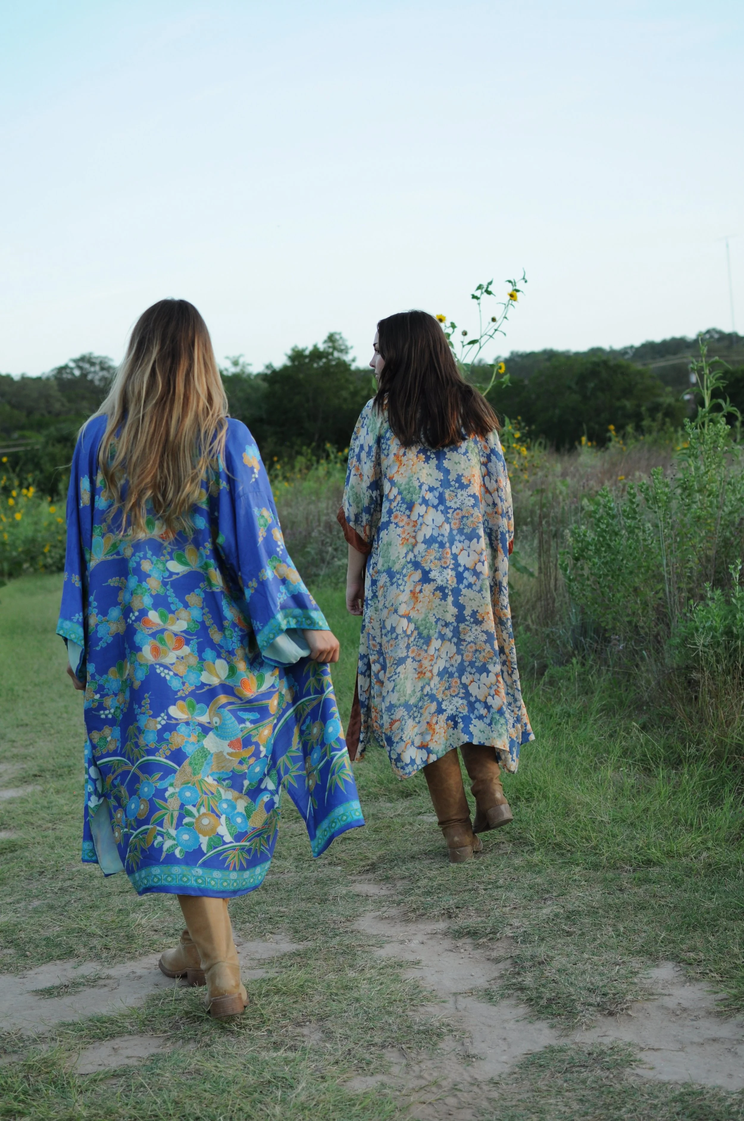 Vintage Japanese Kanebo Silk Robe | Cobalt Botanical