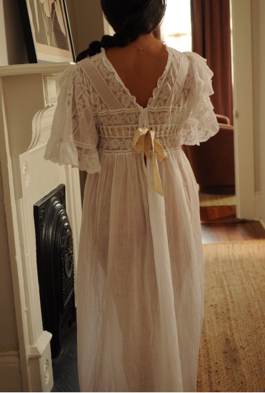 Antique Lacewing Heirloom Dress | Ribbon and Threaded Entredeux c.1920s