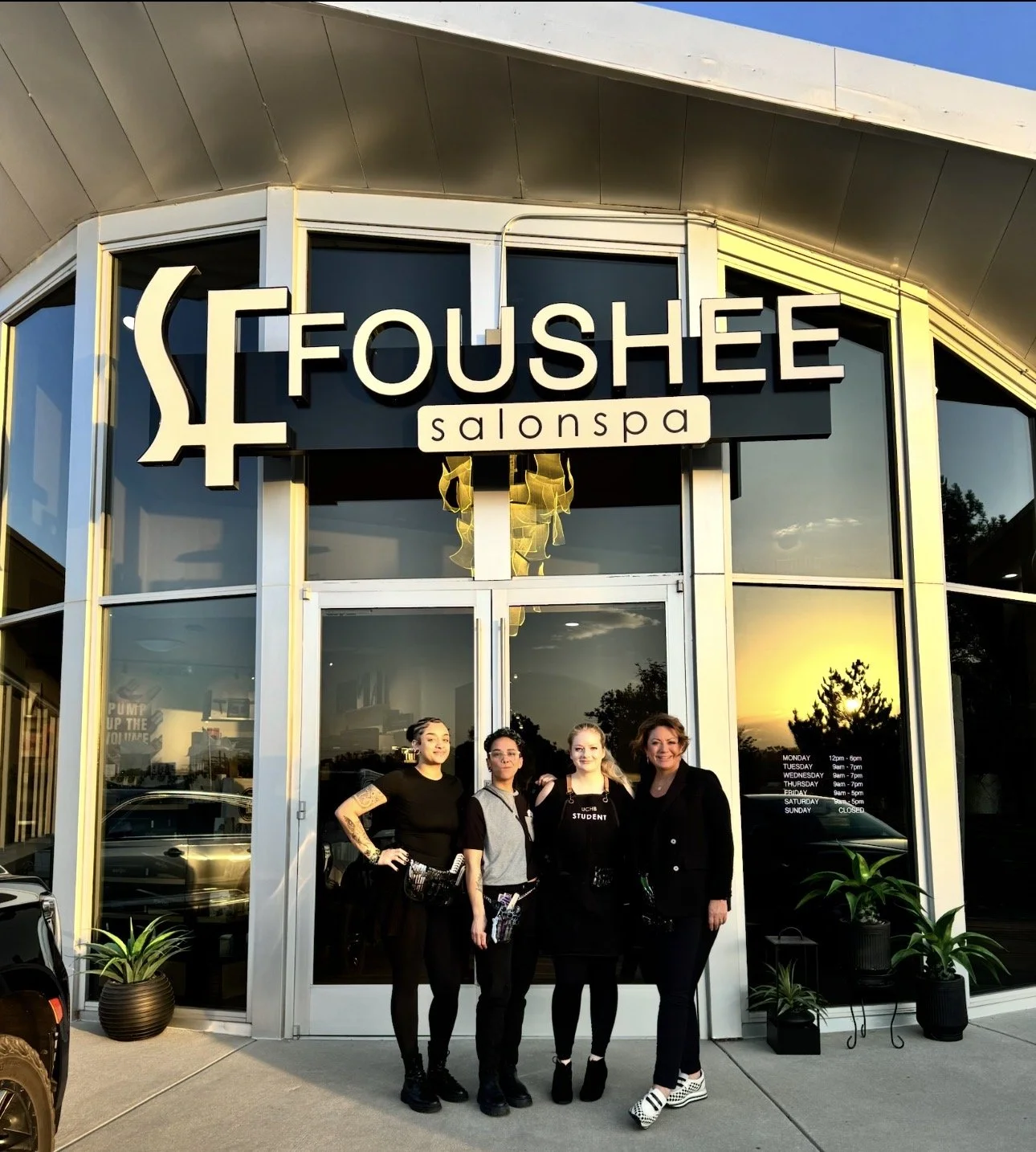 The UCHB team in front of FOUSHEE salonspa
