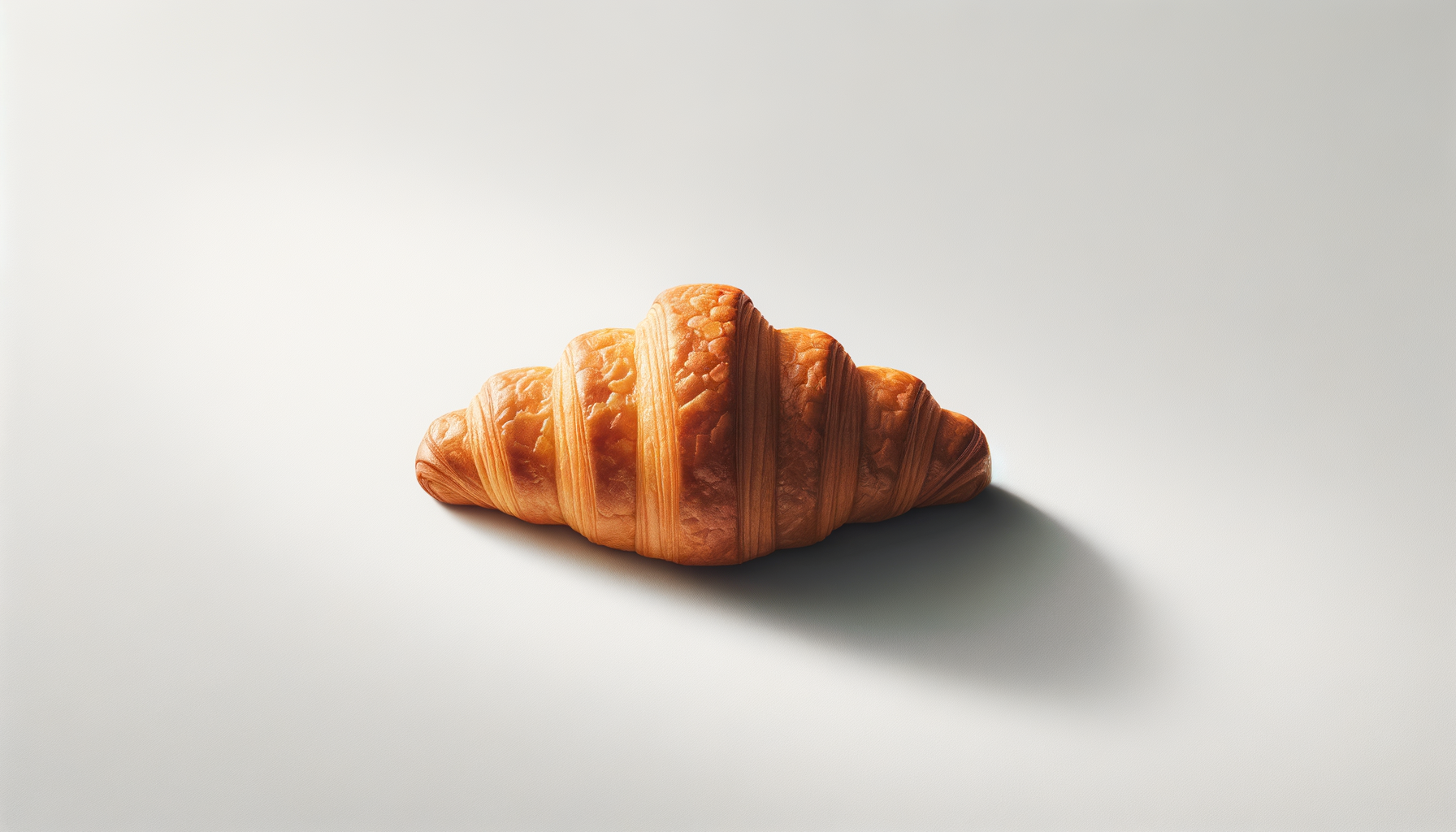 Fresh croissant on a light background with soft shadow.