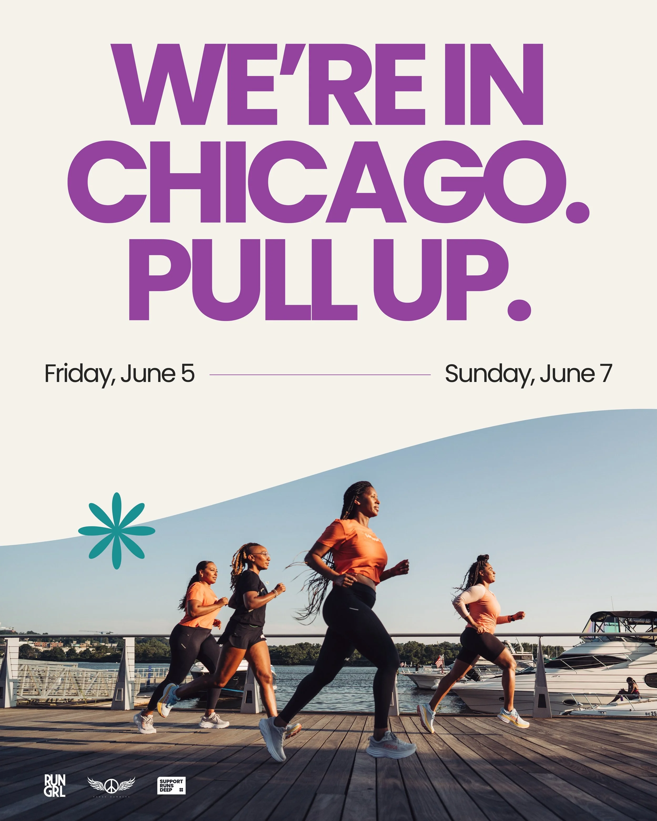 Support Runs Deep is on the road! We&rsquo;re showing up alongside the crews already doing the work. 

First stop: Chicago, this Saturday 🖤 We&rsquo;re locked in with @peace_runners773 all weekend long. Who&rsquo;s pulling up for 13.1 weekend? #supp
