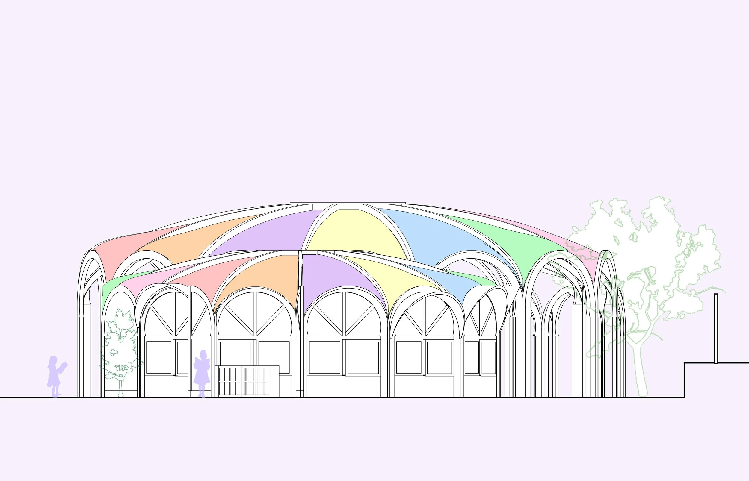 LIBRARY & PAVILION ELEVATION