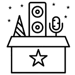 An abstract outline icon of a circle sliced into different proportions on the left and right sides, like a pizza.