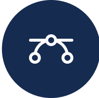Icon of a network or connection with three nodes connected by lines