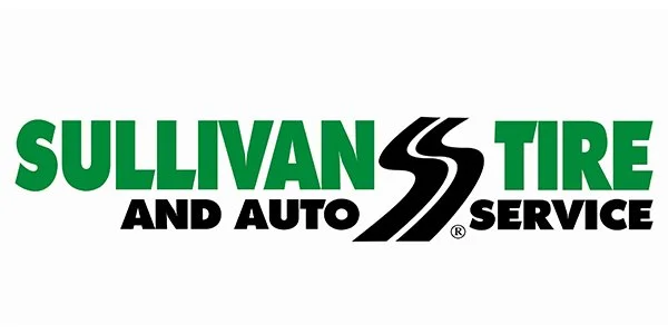 Sullivan Tire and Auto Service logo with green, black, and white text and stylized black road design.