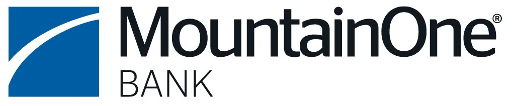 Logo for MountainOne Bank in blue and black text