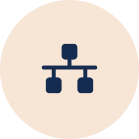 Simple schematic of a network diagram with a central node connected to three other nodes.