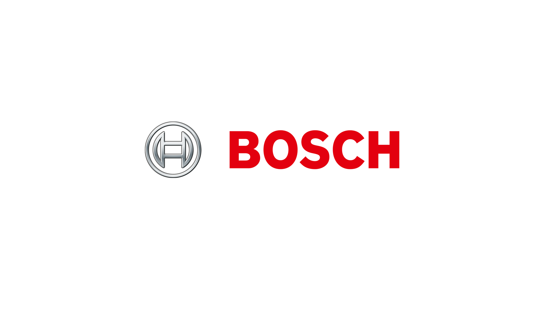 Logo da Bosch com símbolo circular prateado e a palavra 'BOSCH' em letras vermelhas.