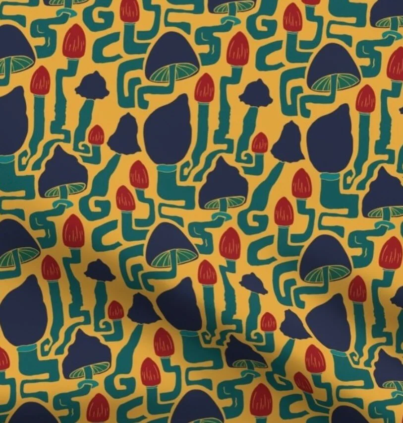 3 new patterns in an array of jewel tones, this is the &ldquo;My Name is Jewely&rdquo; fabric collection.  I want to call this post part one, since I&rsquo;d love to add more designs.  The florals were inspired by some moss rose that decided to self 