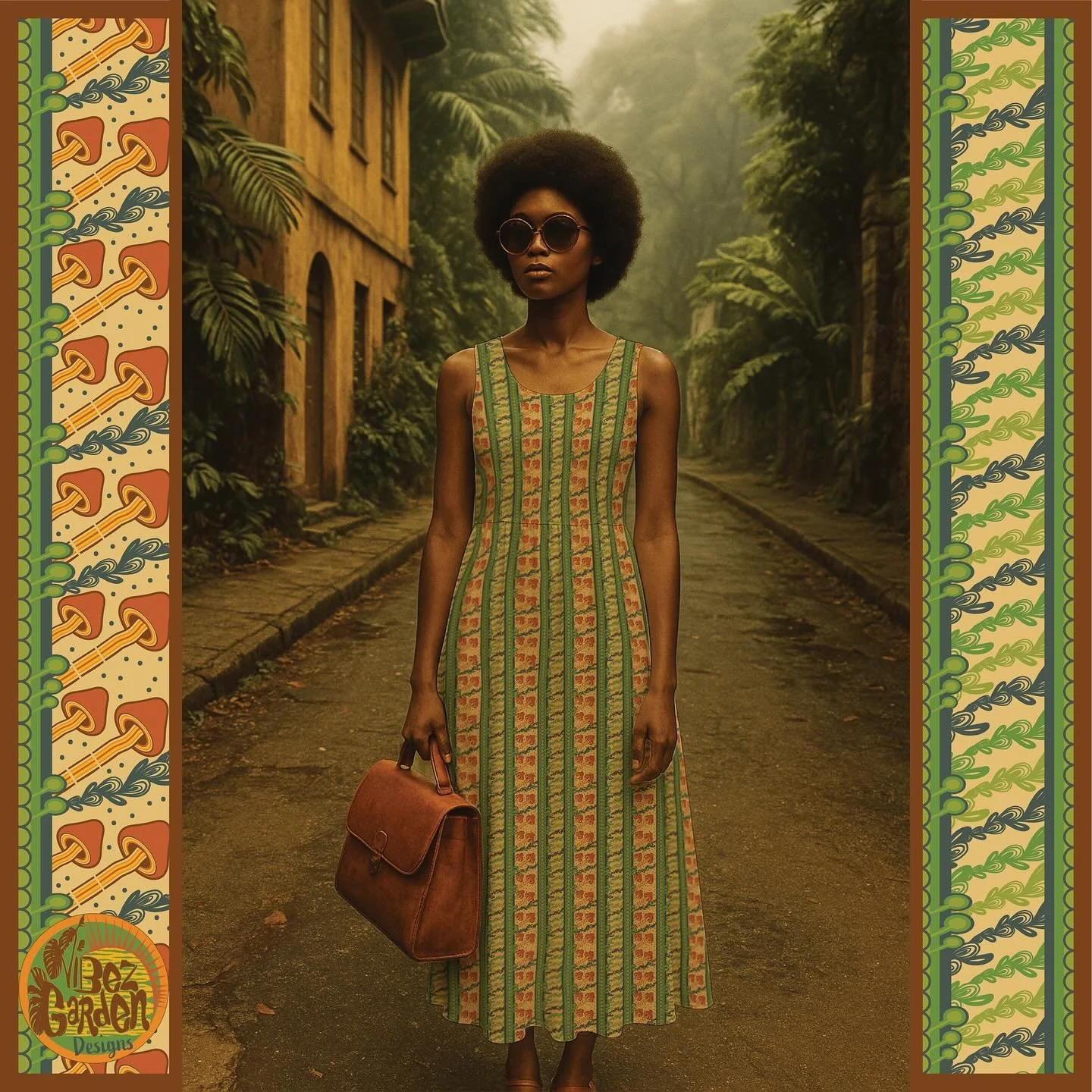 New fabric collection &ldquo;That 70s Mushroom&rdquo; now available on @spoonflower. I made these mock ups using Photoshop and AI generated models. The patterns were done in Adobe illustrator. Fun fact: artificial intelligence cannot create a repeati