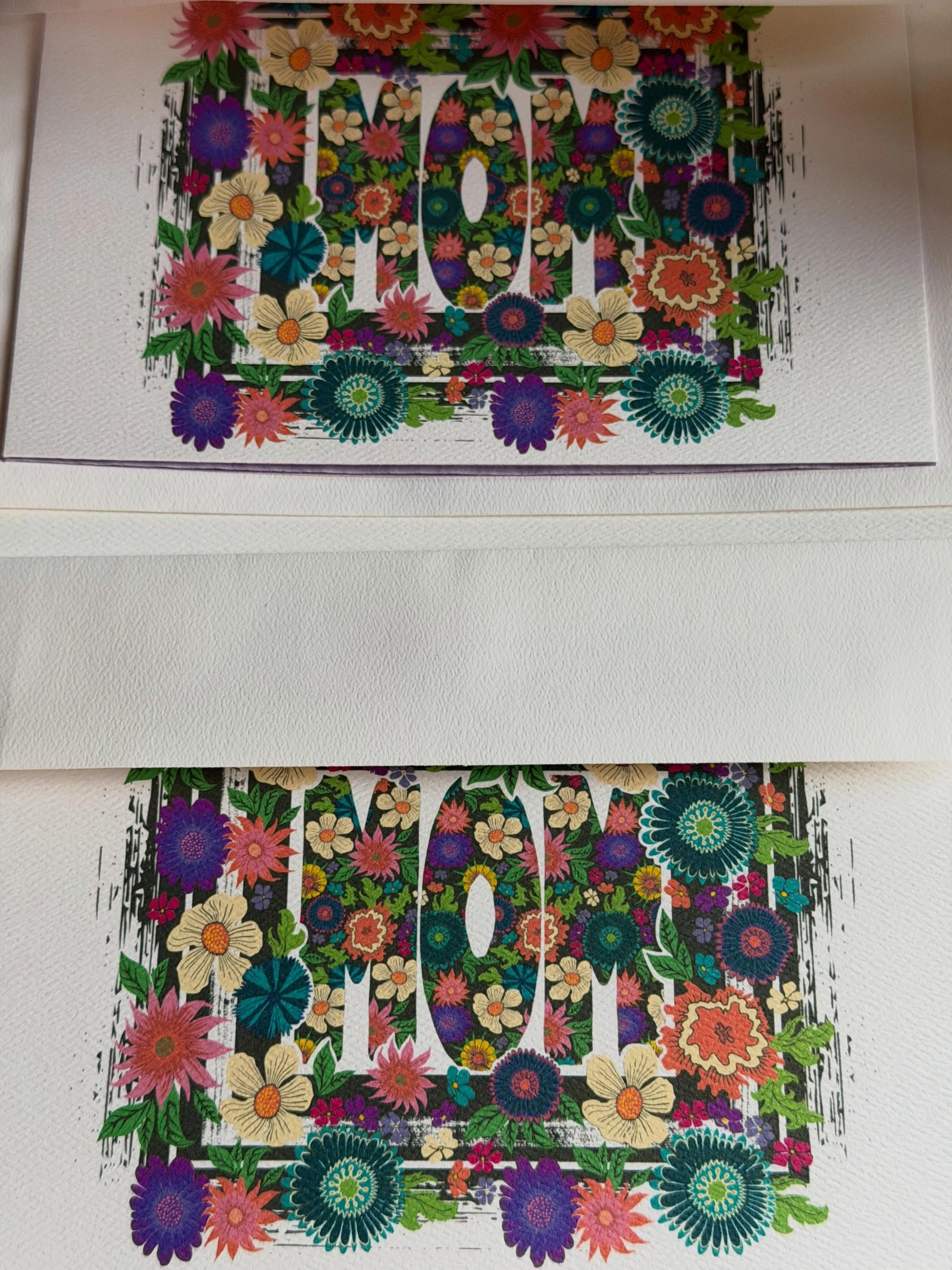 Some Maximalist Mother&rsquo;s Day cards I created using one of my recent fabric designs.  Fun fact: The only people on earth are mothers and their children 💚 Happy Mothers Day❣️
