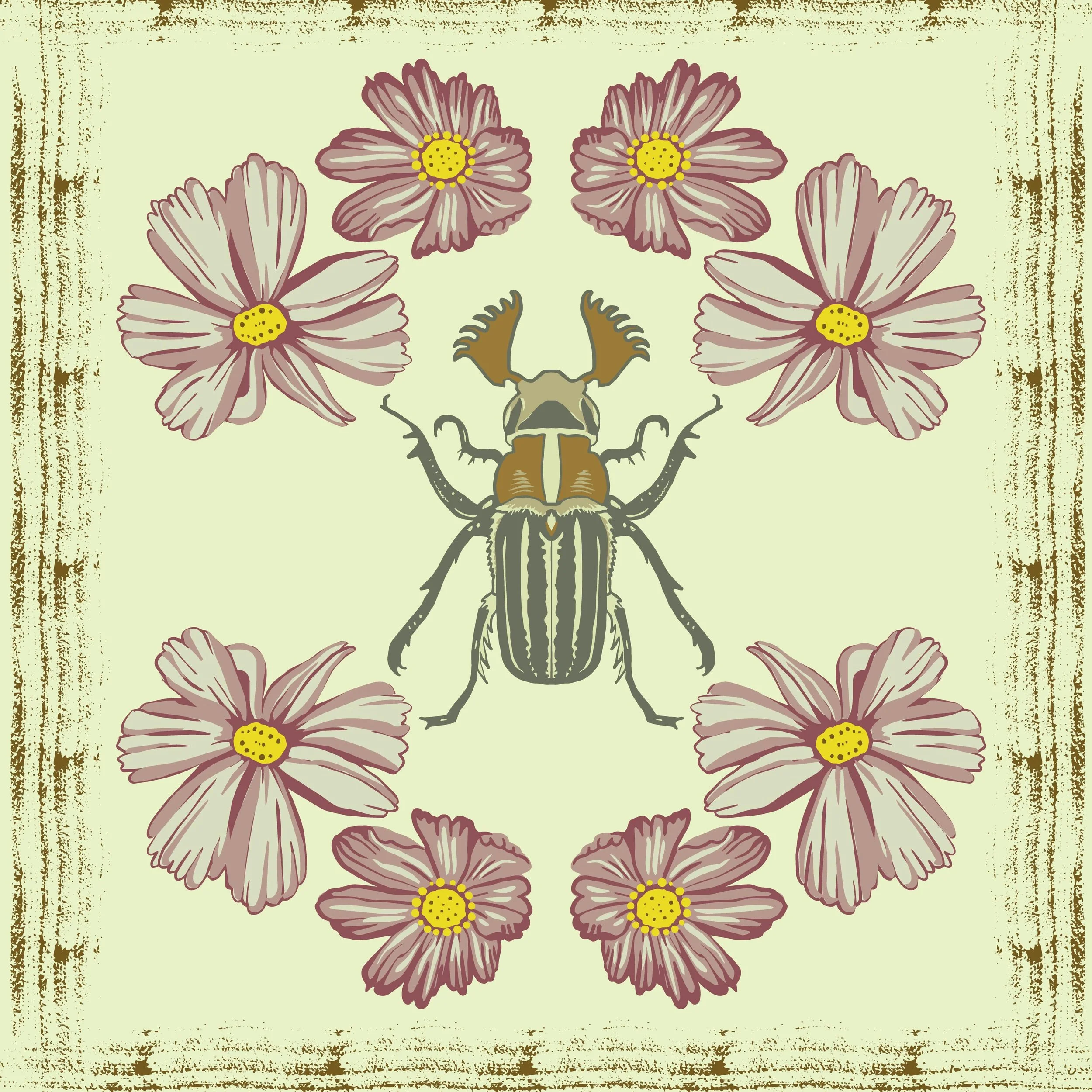 #bugsinbloom2026 Challenge Artwork from week three. Beetles &amp; Cosmos.  Hosts:
@heathermuellerdesign @jillian.nichole.illustration
@kim_ko_design @palindromeart @megpieprint
@shellypenko
#artchallenge2026 #drawingpromptslist