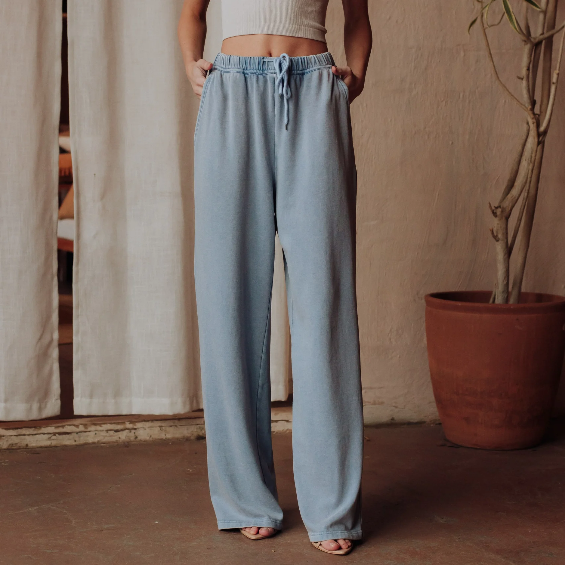 Lt. Blue Washed Soft Sweatpants