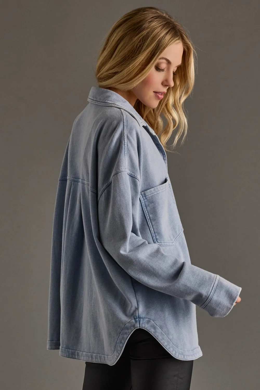 Lt. Blue Washed Soft Button up