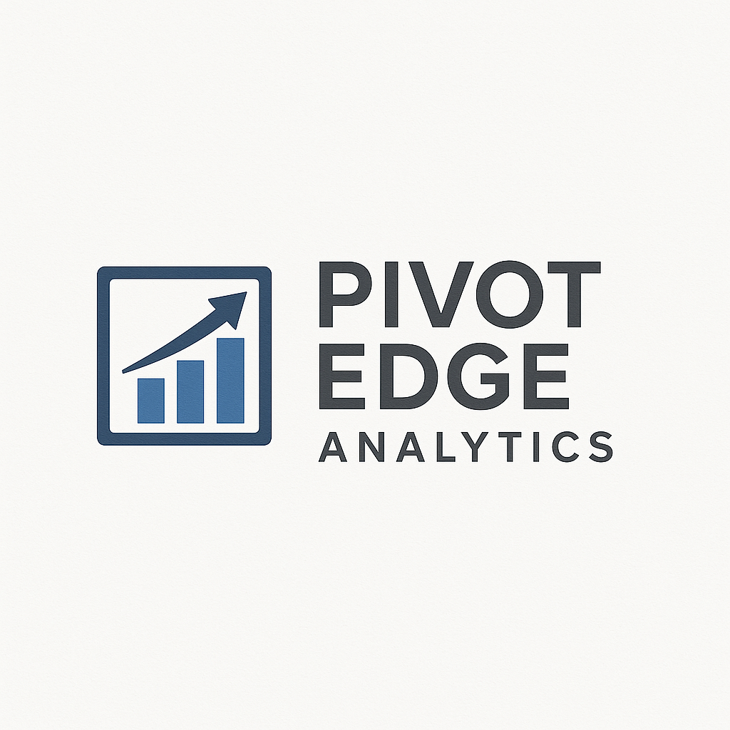 Pivot Edge Analytics logo with a bar chart and upward arrow icon.