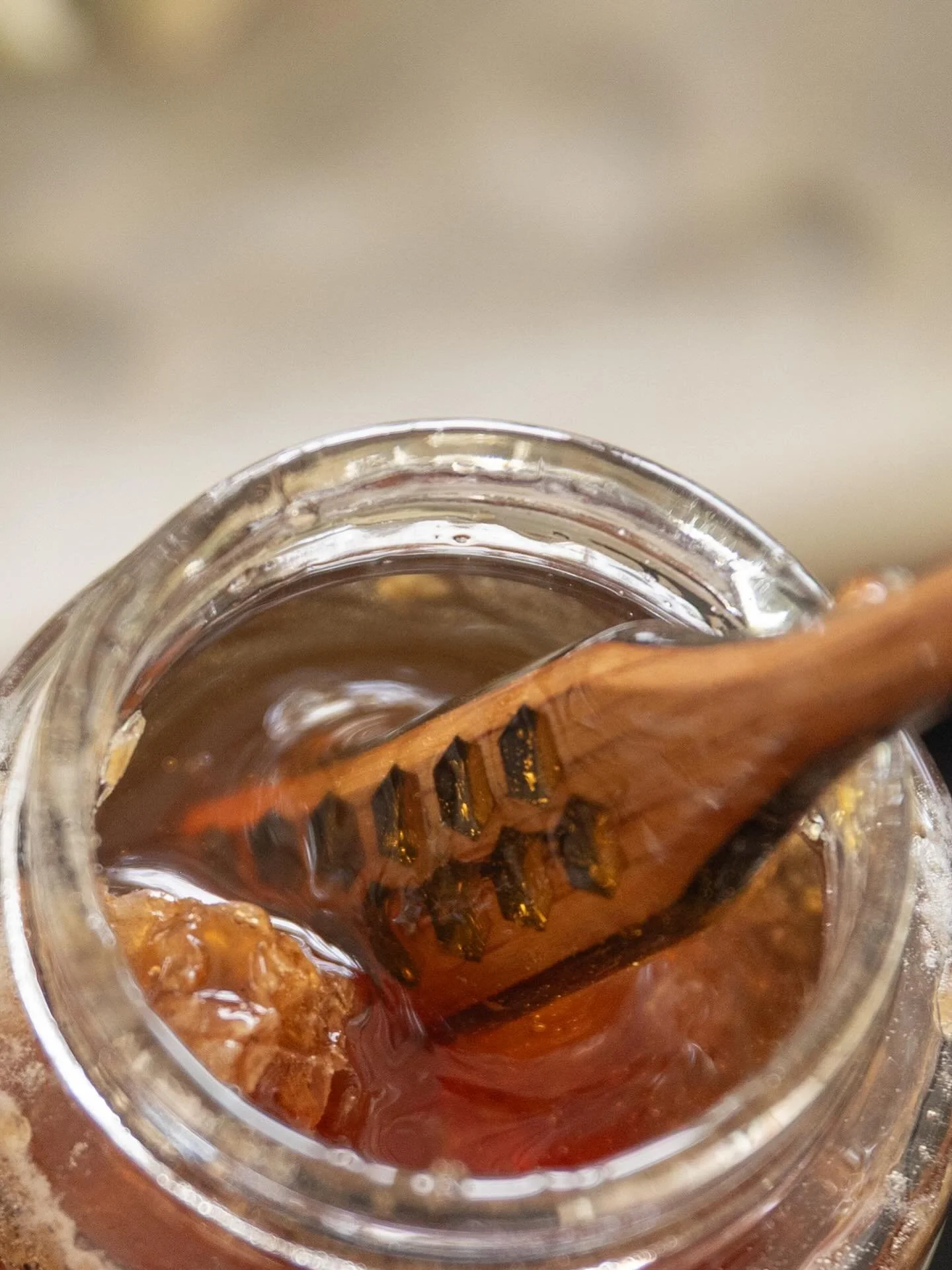 Miel con Panal &iexcl;Edici&oacute;n especial! 

Extra&iacute;da directamente de la colmena, nuestra miel conserva trozos naturales de panal: una delicia cruda, pura y llena de propiedades.
Perfecta para disfrutar tal cual, con pan o en una tabla de 