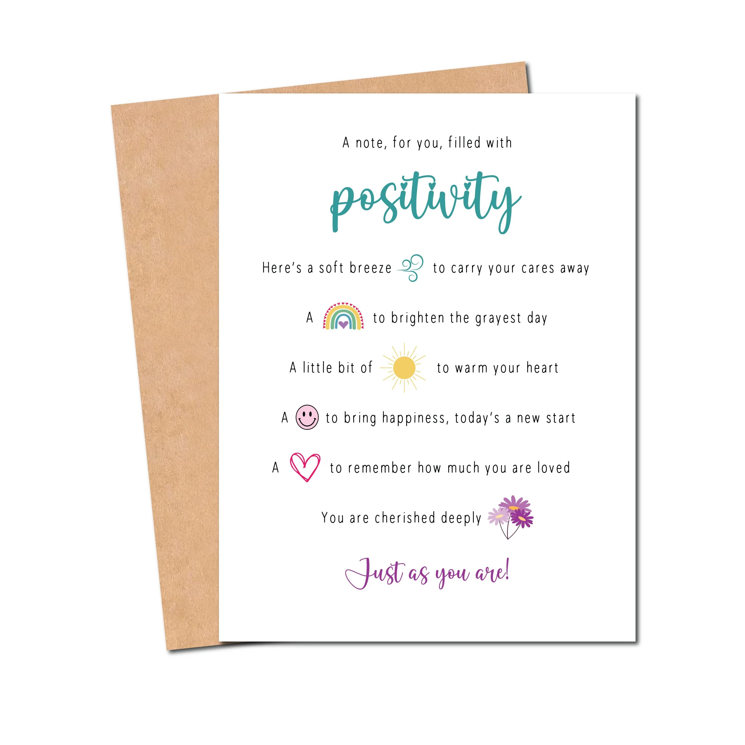 A note filled with positivity to send to a friend to brighten their day