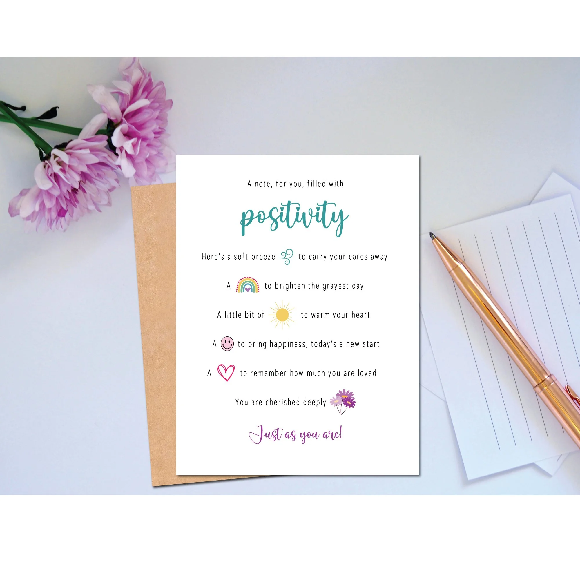 A note of hope and positive words and to remind them to keep going, each day is a new start.