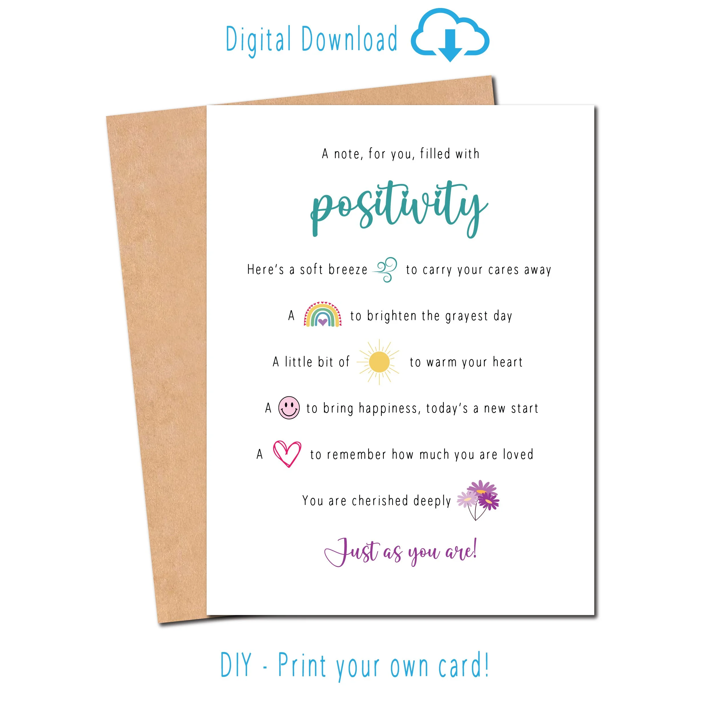 A note filled with positivity to send to a friend to brighten their day