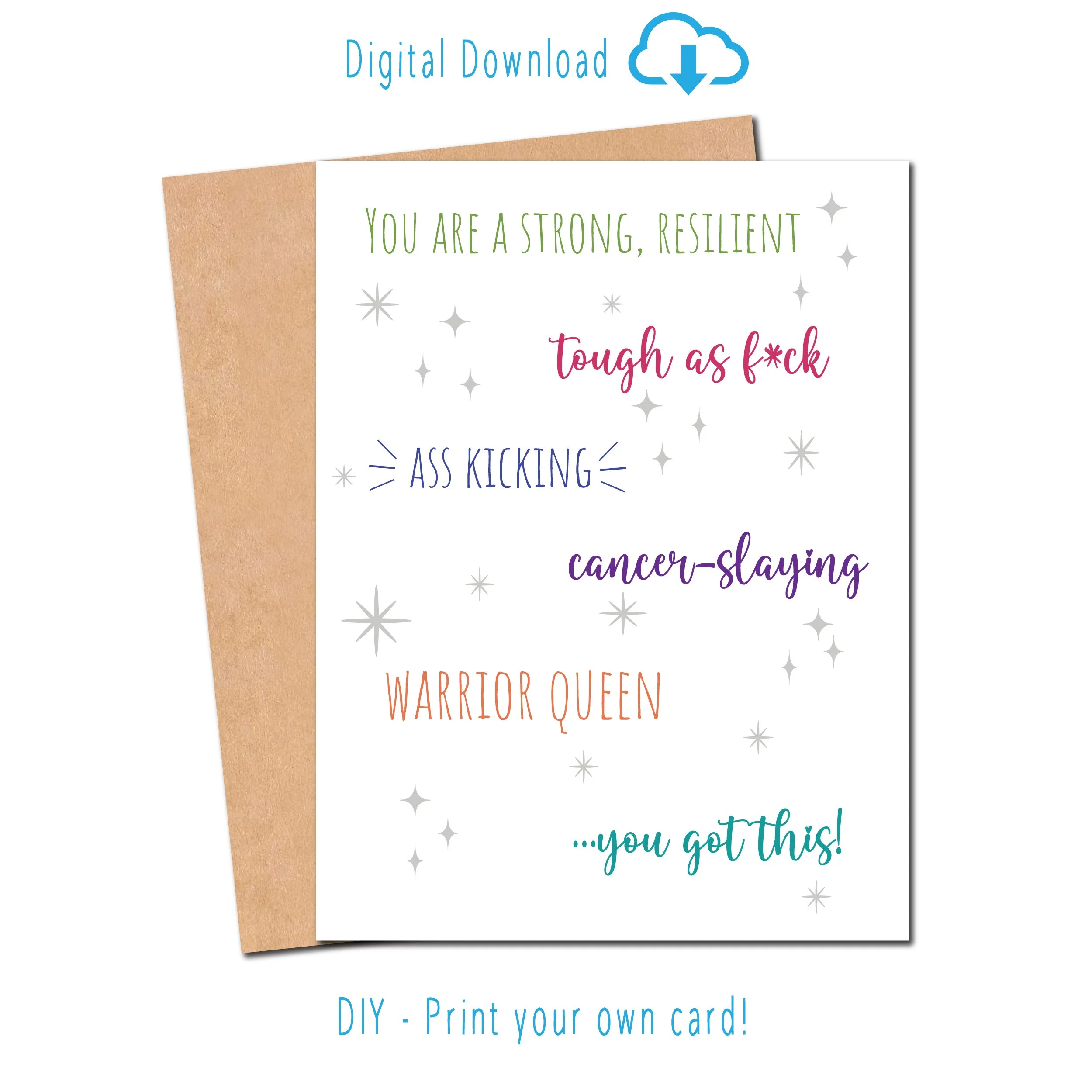 Cancer sucks warrior queen card to support your friend in their journey