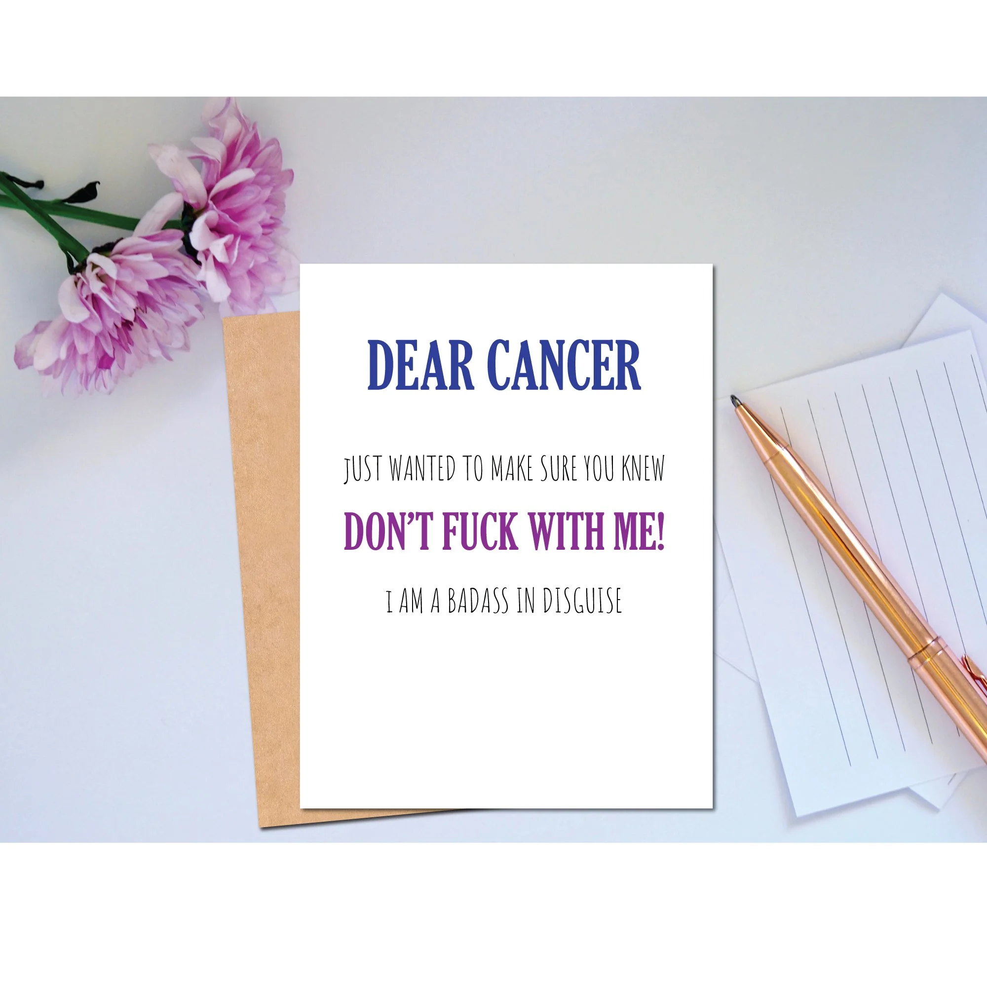 dear cancer card don't fuck with me as I am a badass