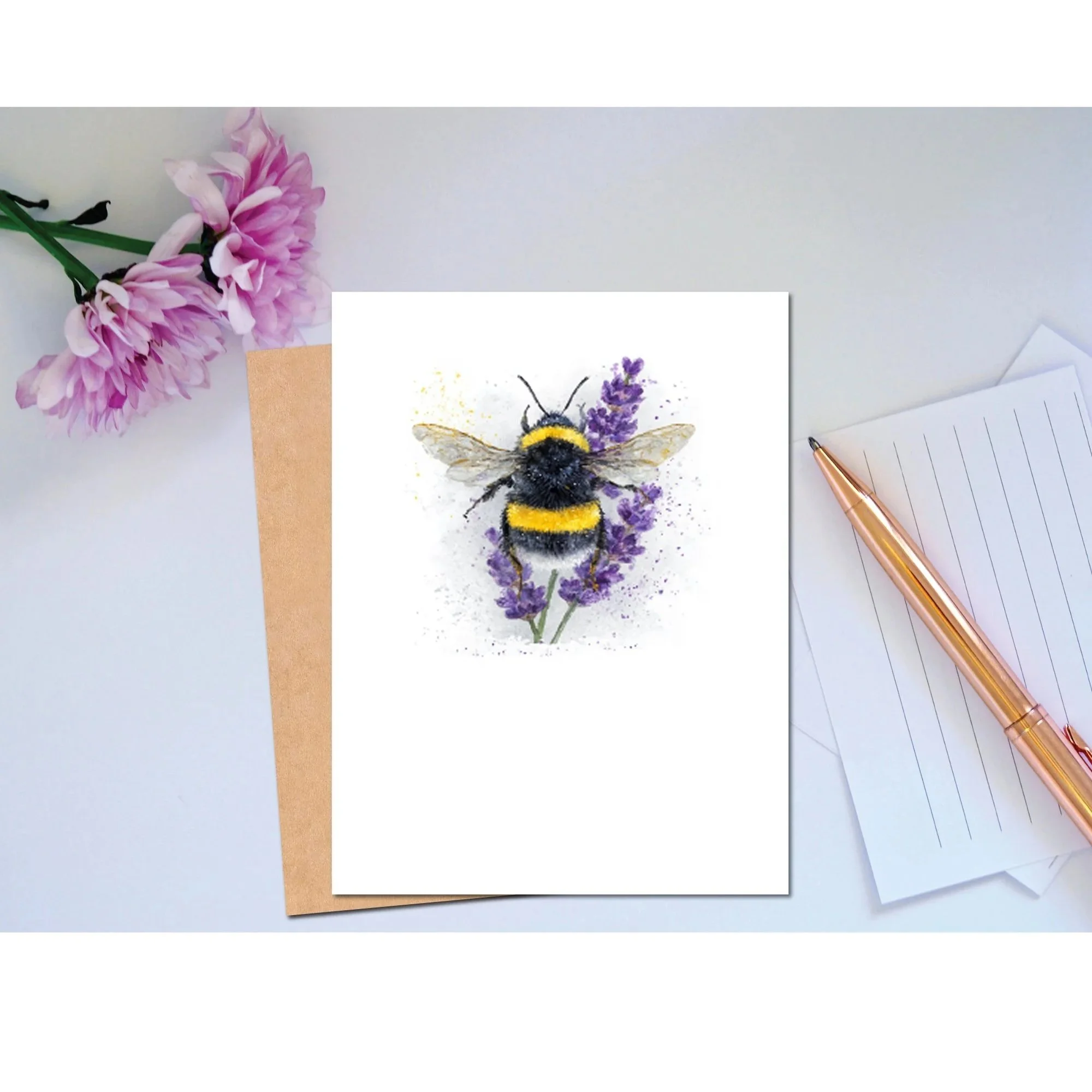 bumble bee lavender notecard