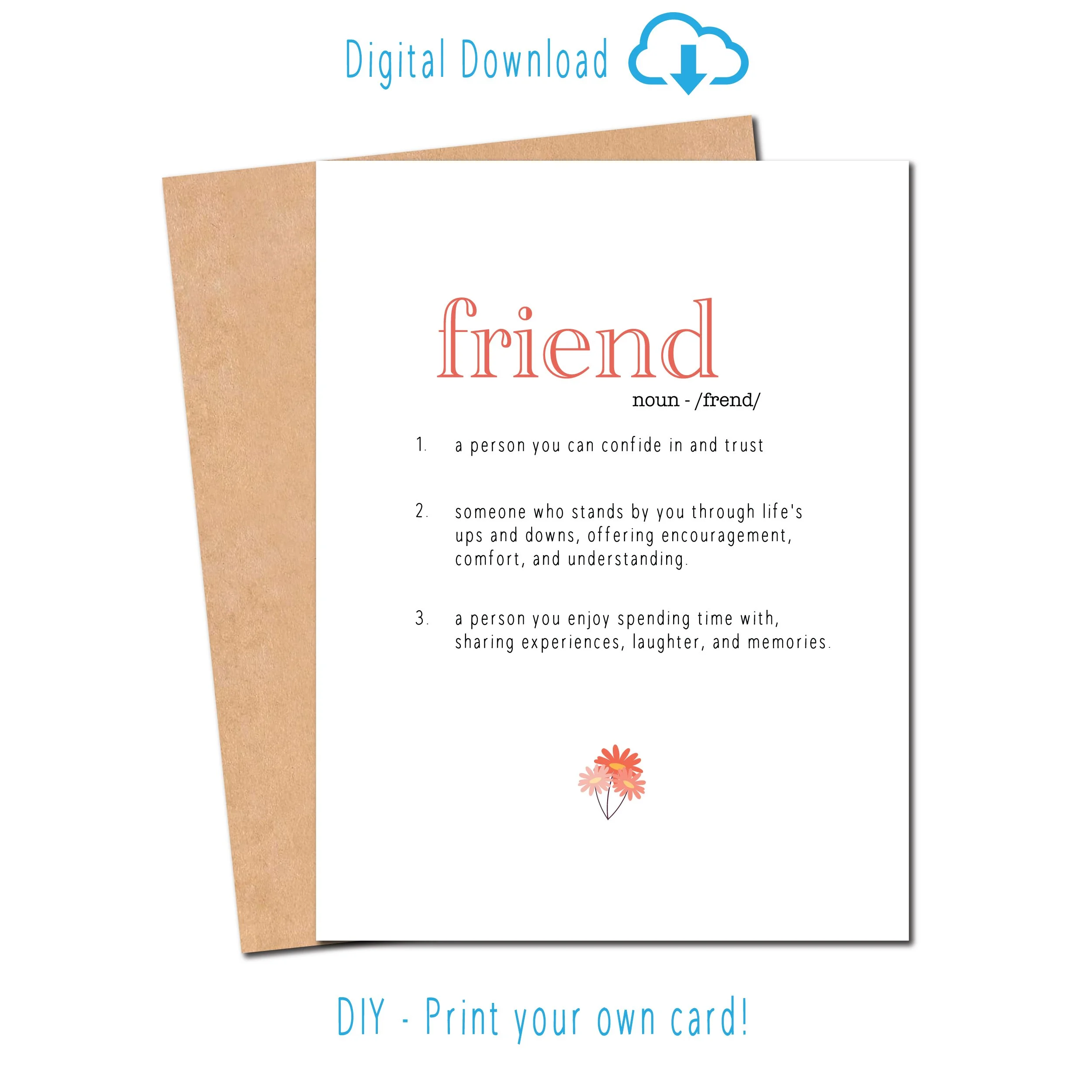 Definition of a friend card with 3 attributes describing a friend