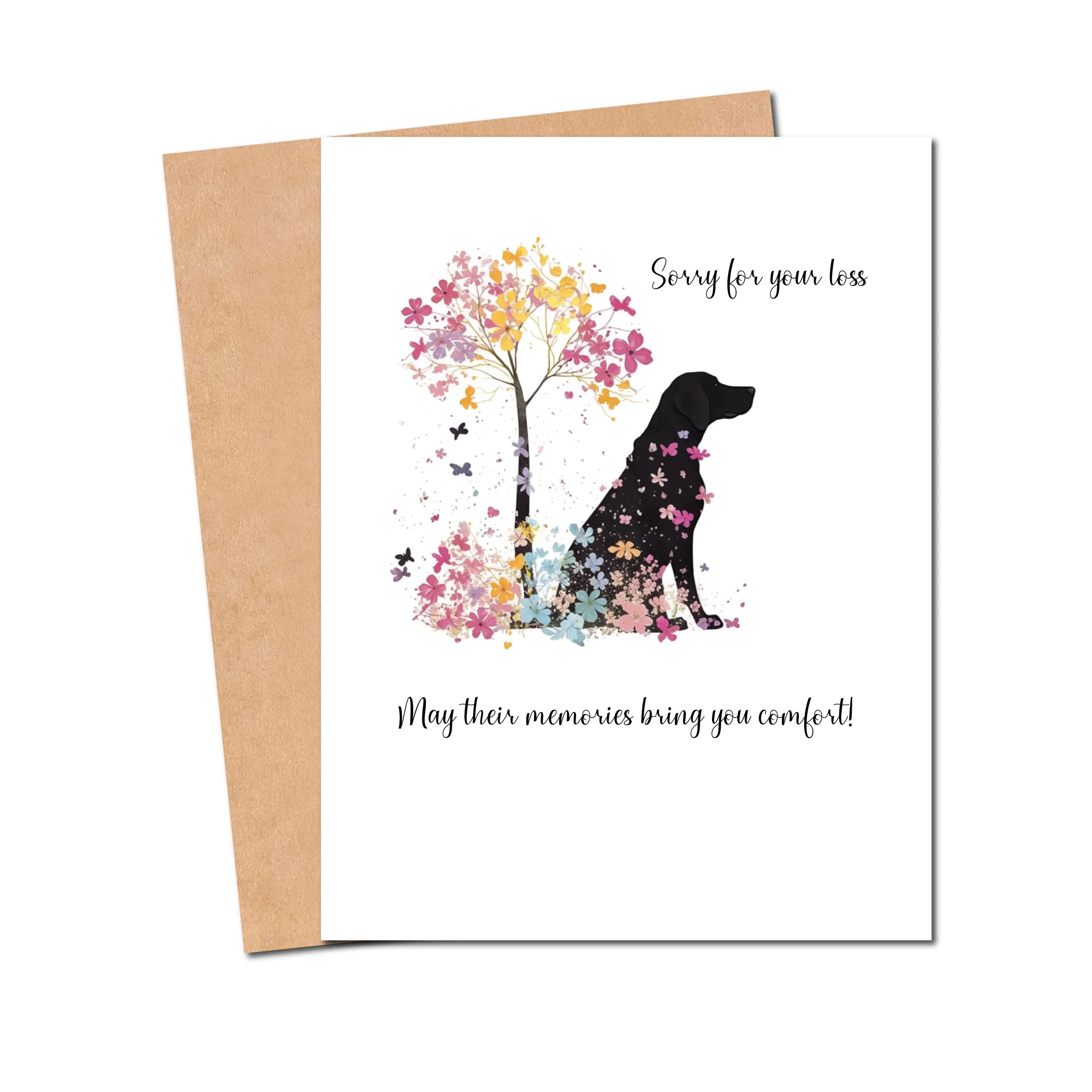 Pet Sympathy Card – Watercolor Dog Under Tree – Sorry for Your Loss