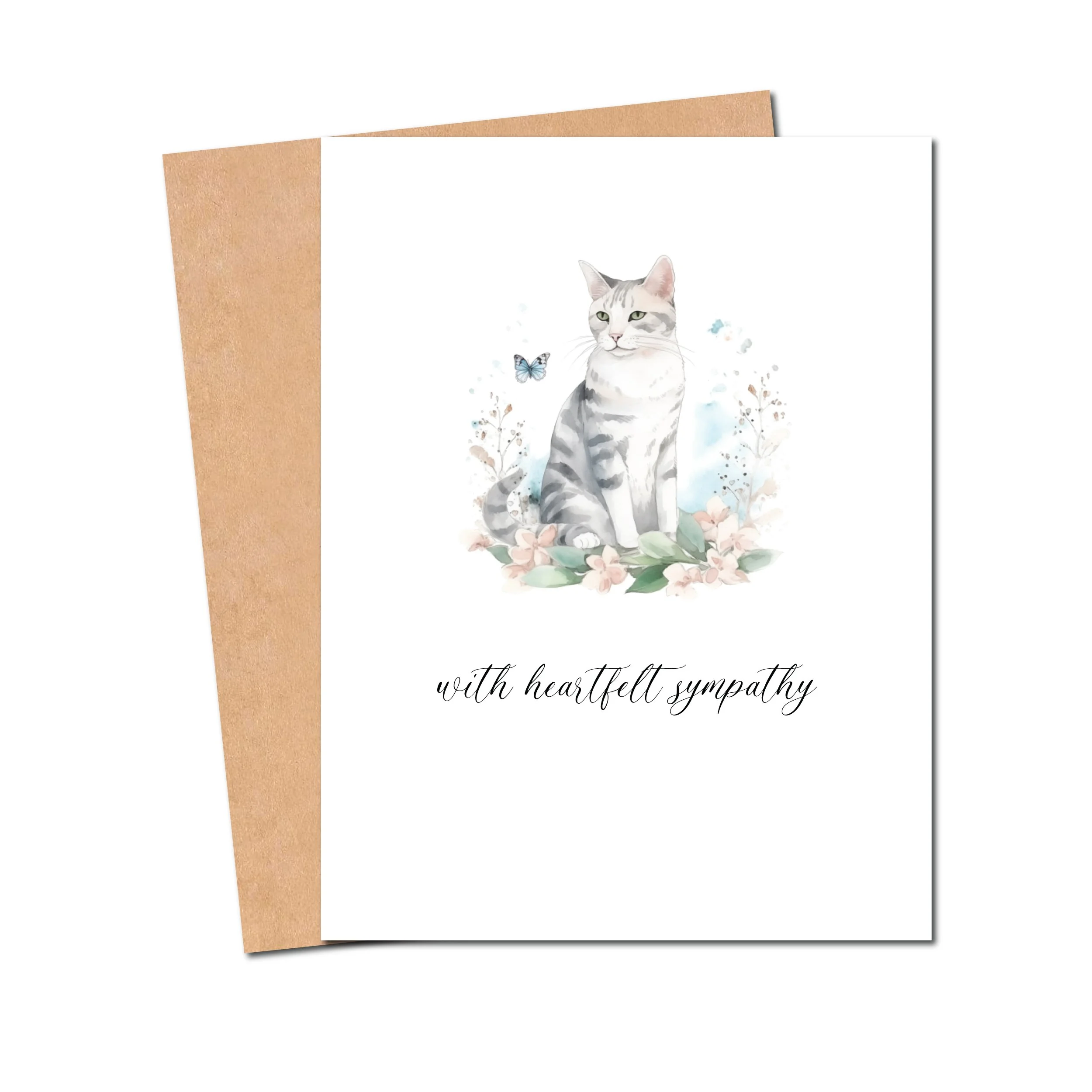 Cat heartfelt pet sympathy card