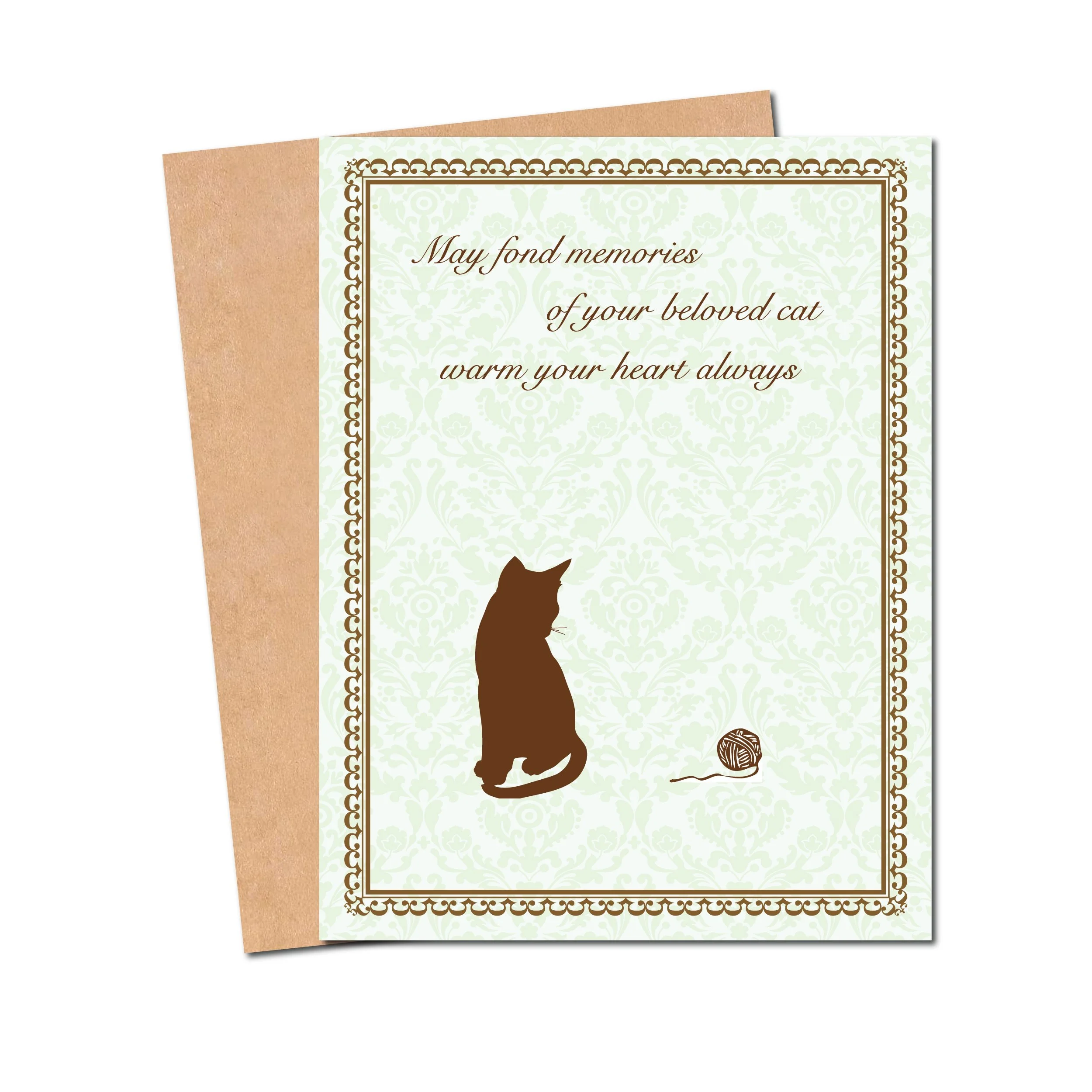 A thoughtful cat sympathy card with silhouette design and heartfelt words. Perfect condolence card for pet loss, offering comfort and support.