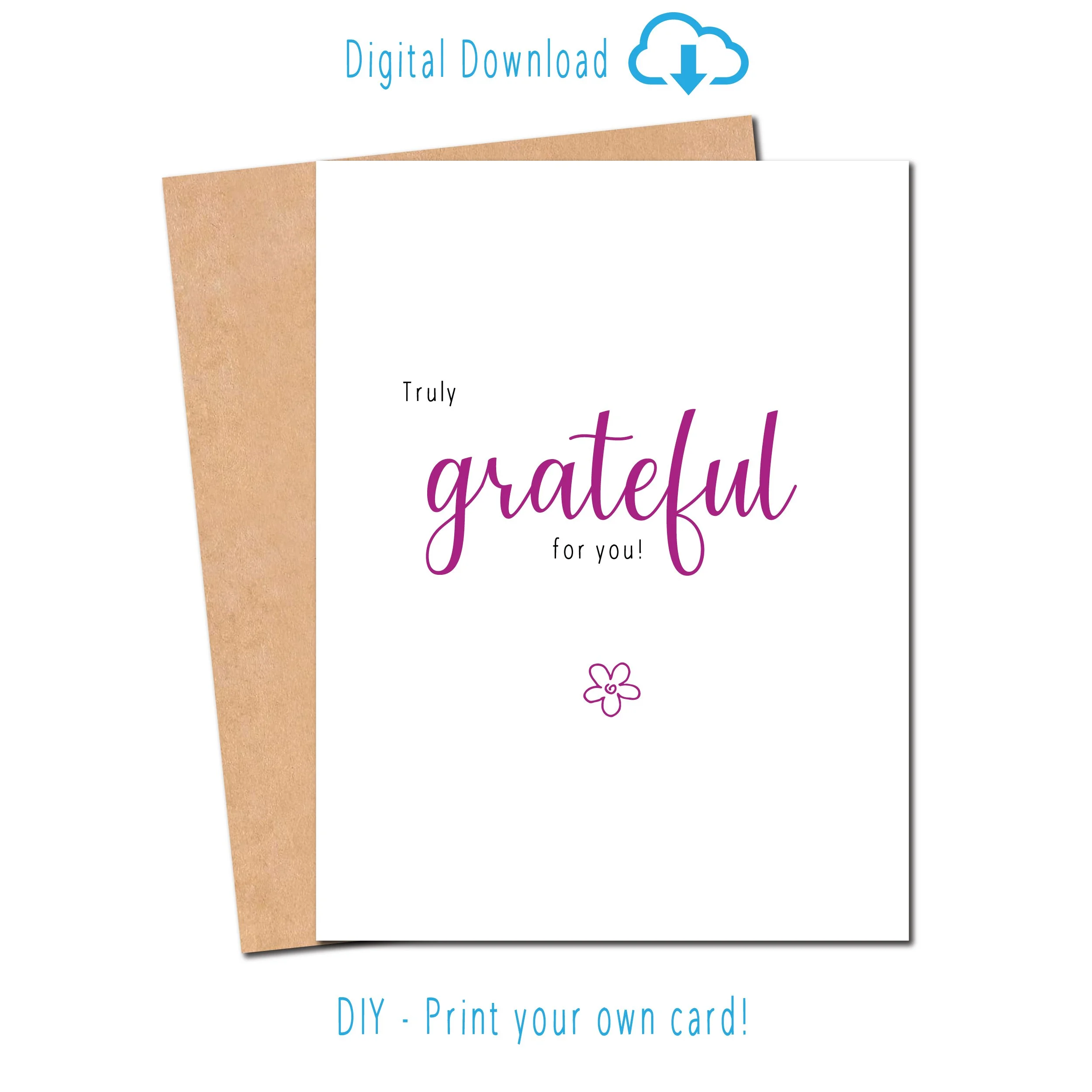 Truly Grateful for You Card – Thank You Greeting Card – Gratitude & Appreciation Card – Just Because Card – Minimalist Note Card