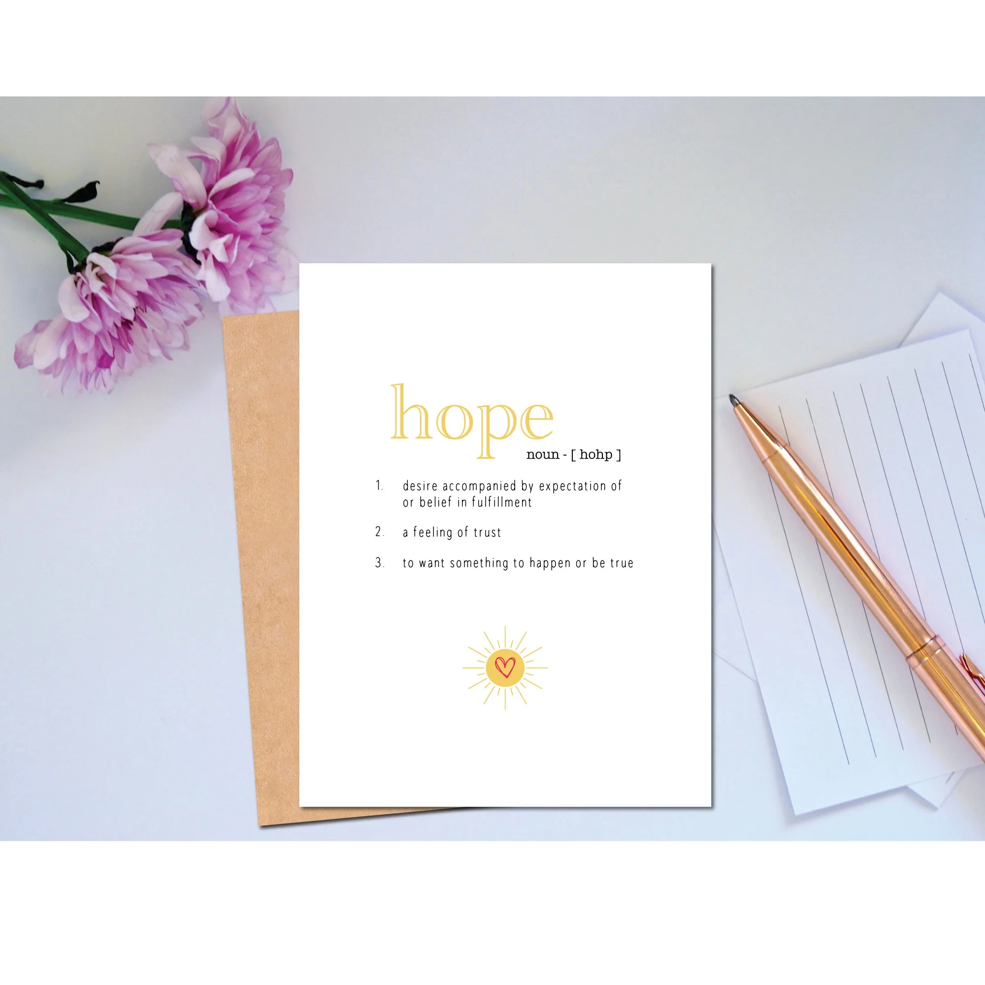 Definition of hope card with a hopeful message shows care and empathy and lets the recipient know you are thinking of them.