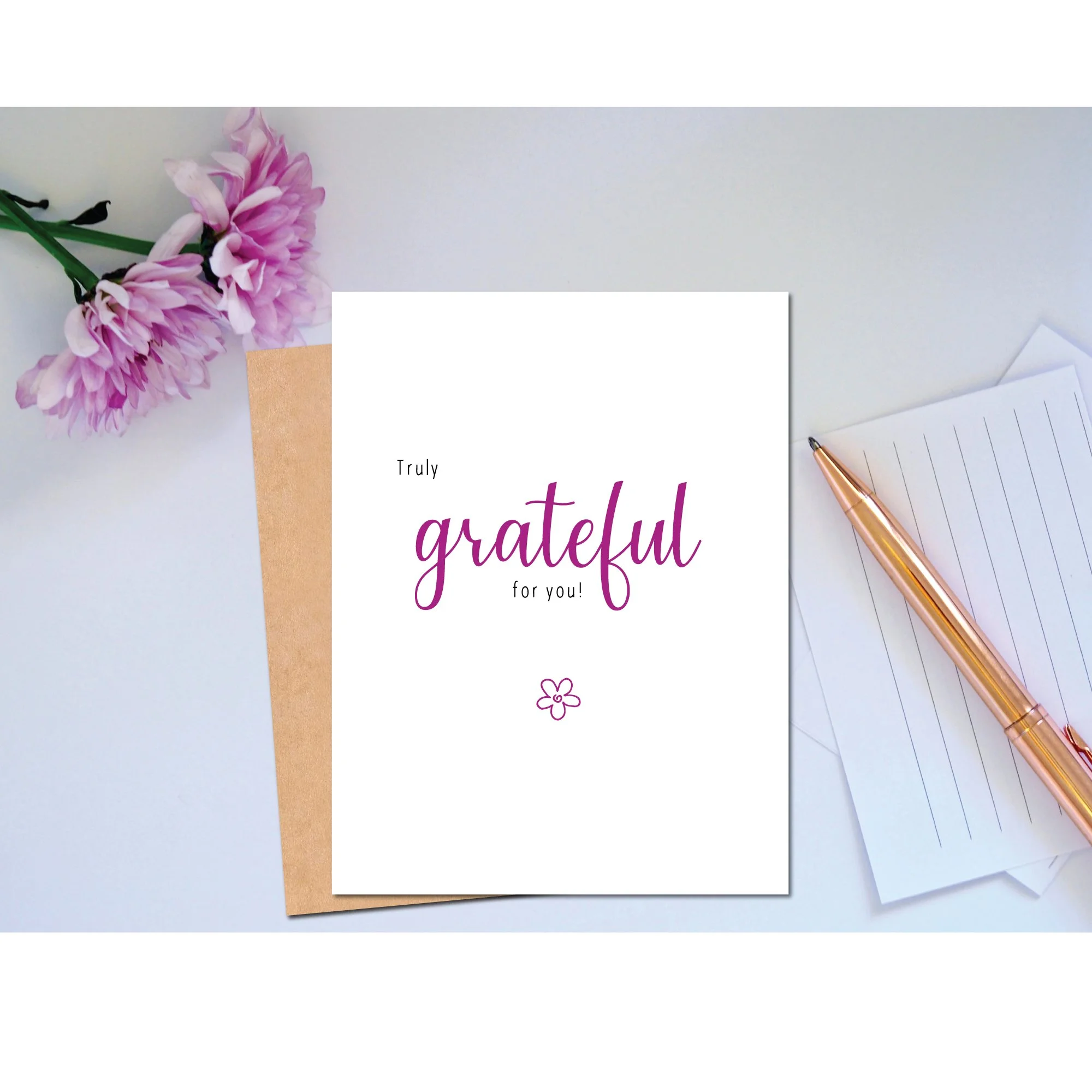 Truly Grateful for You Card – Thank You Greeting Card – Gratitude & Appreciation Card – Just Because Card – Minimalist Note Card