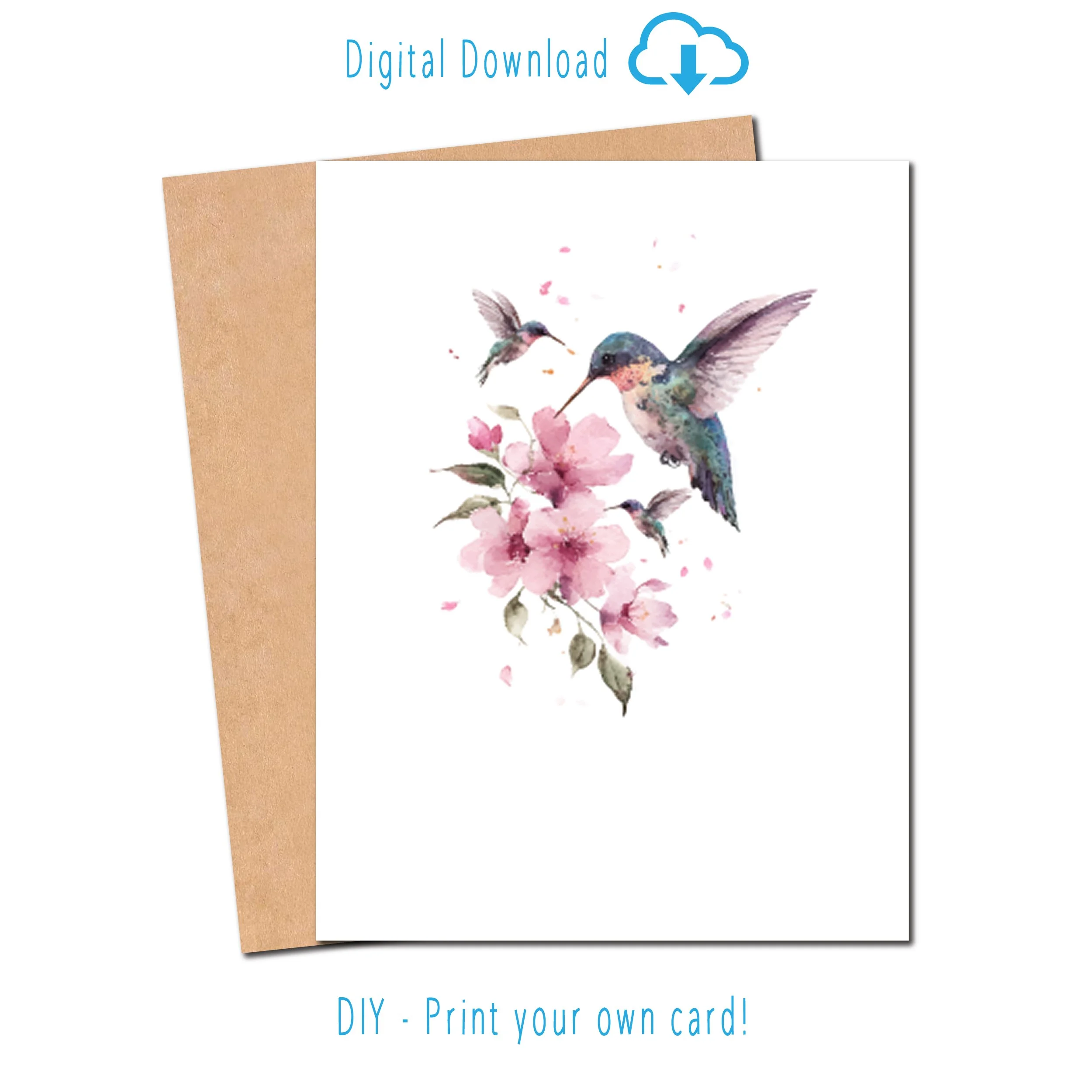 Hummingbird Floral - Printable Card