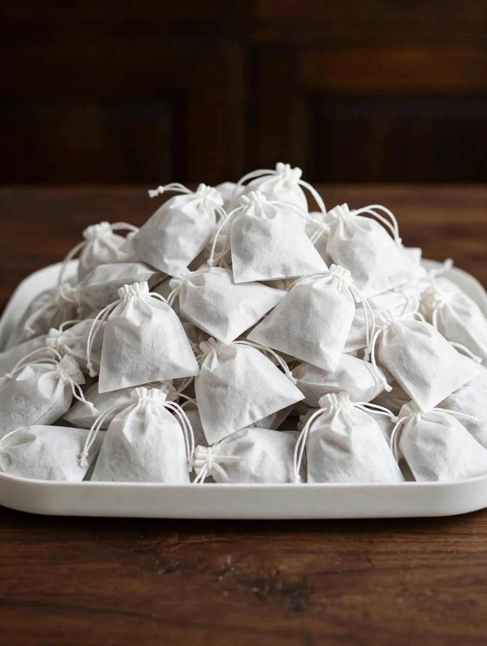 TriNeuroBrew 64 Bulk — the fullest mound of white sachets on the tray