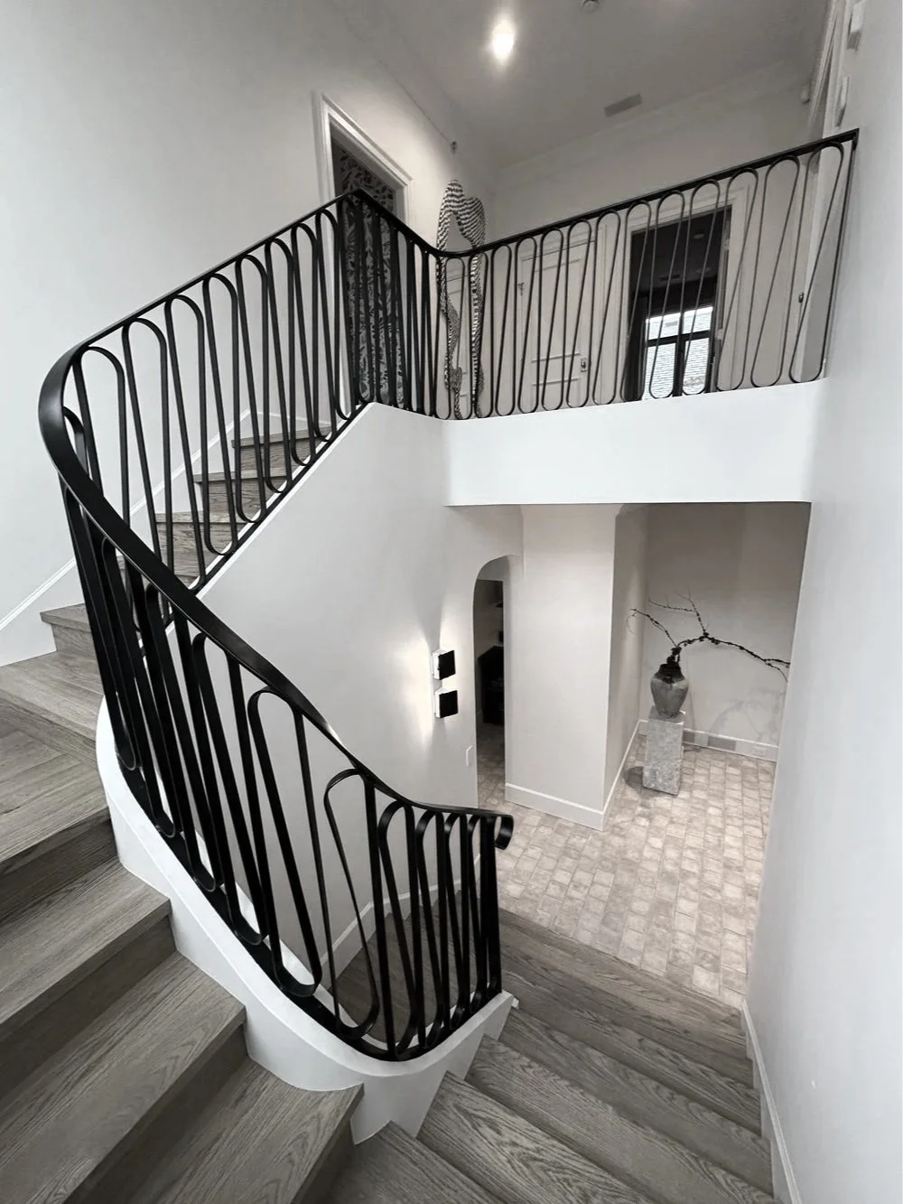 Custom interior metal railing for staircase in Vancouver home by Iron Age Manufacturing 1