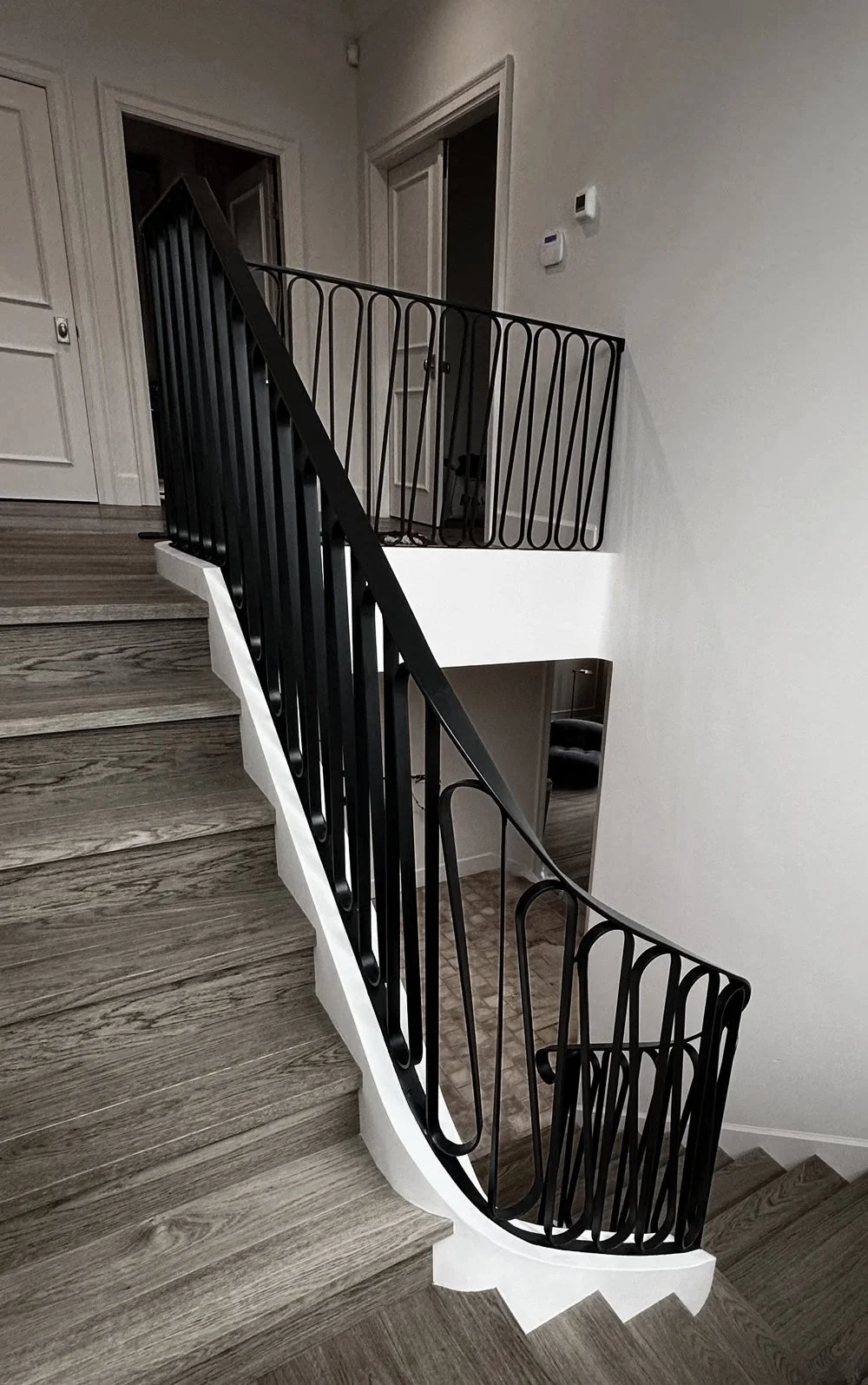 Custom interior metal railing for staircase in Vancouver home by Iron Age Manufacturing 50