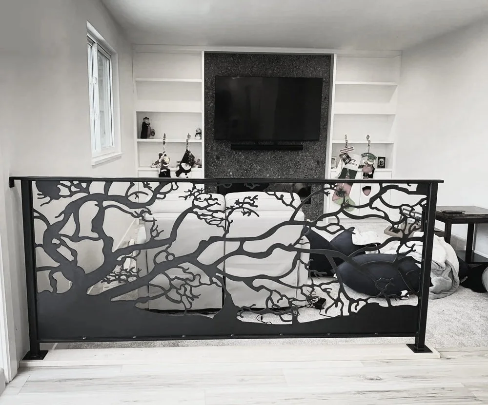 Custom interior metal railing for staircase in Vancouver home by Iron Age Manufacturing 4