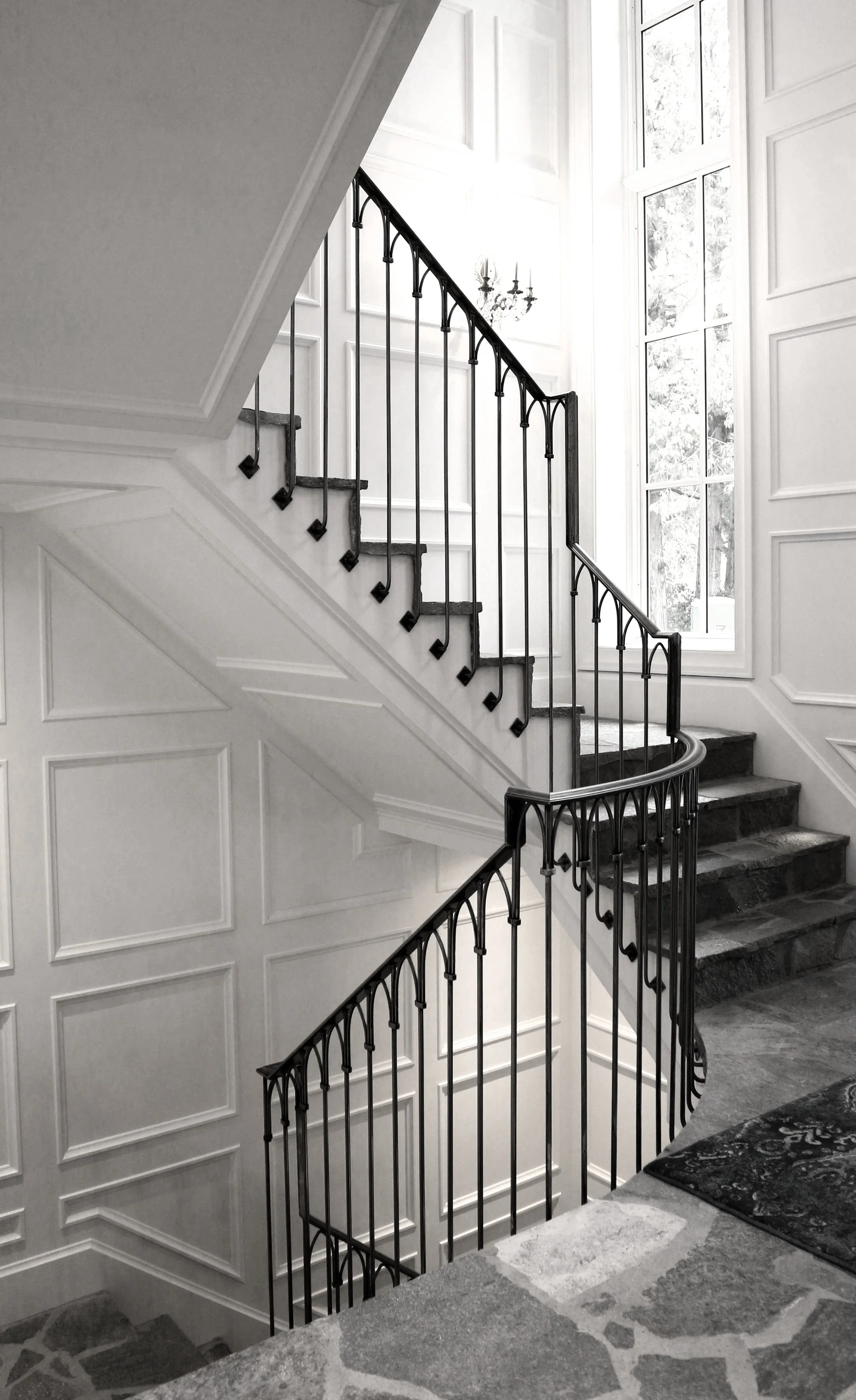 Custom interior metal railing for staircase in Vancouver home by Iron Age Manufacturing 30